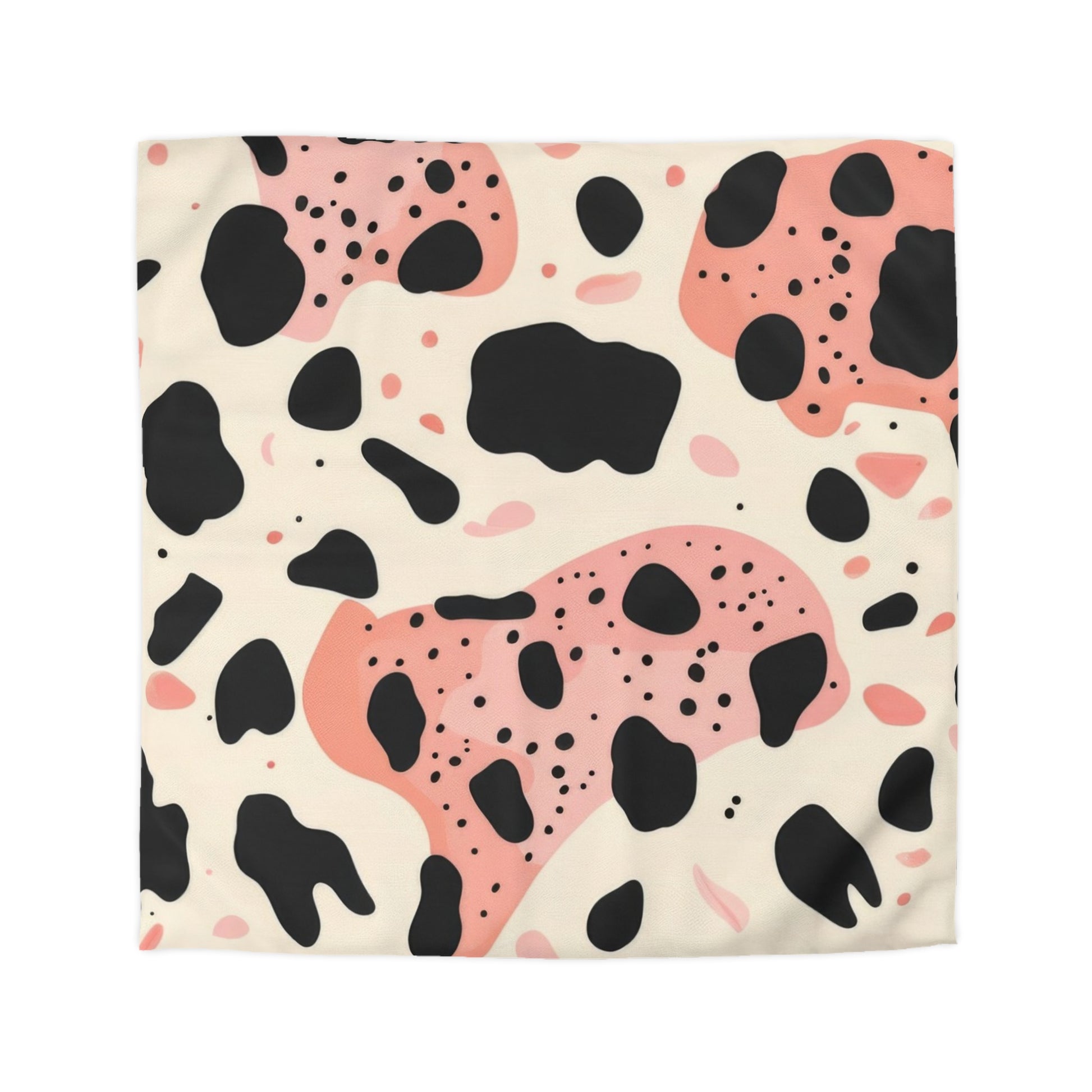 Organic Cow Print Cream and Pink Microfiber Duvet Cover, Artsulli - Art is Long, Life is Short, Home Decor, Size, Queen, Color, Cream, , , 85652800232659