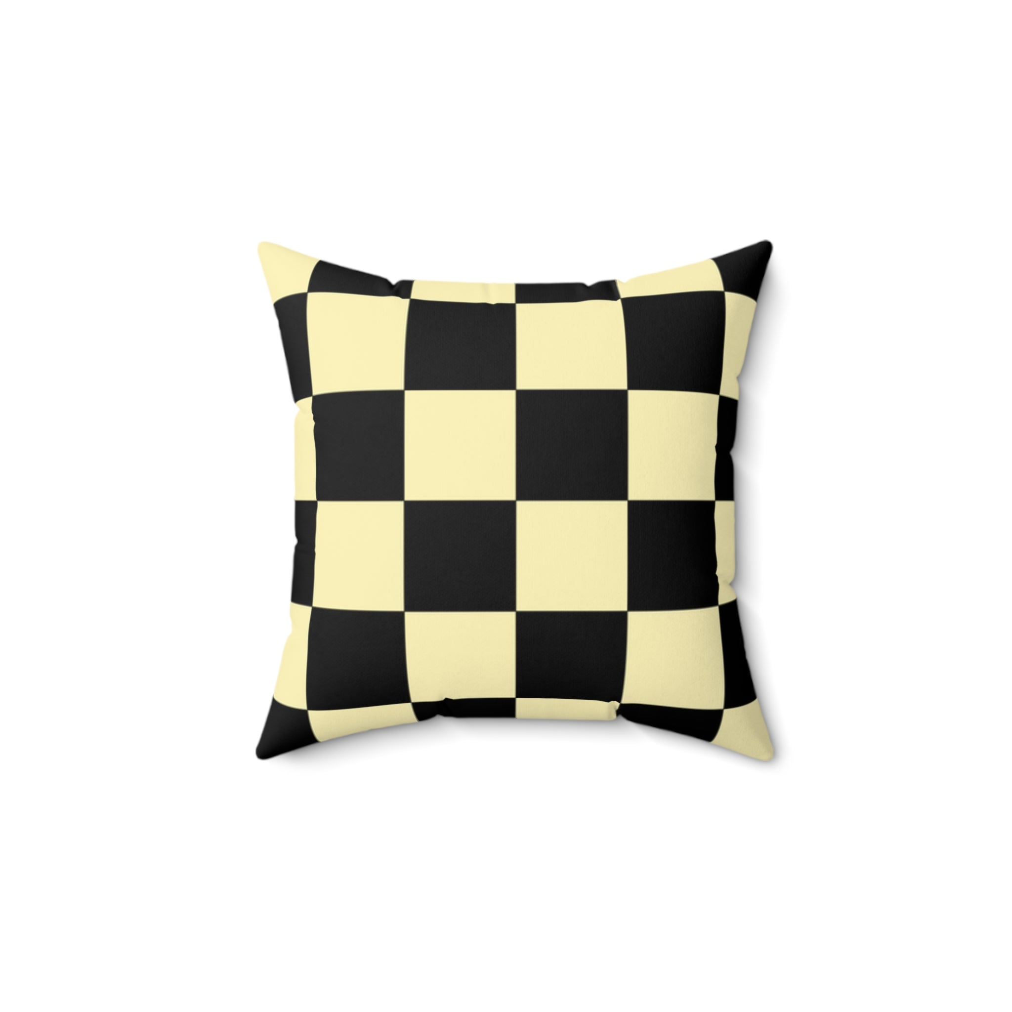 Checkerboard Black and Yellow Spun Polyester Square Pillow, Artsulli - Art is Long, Life is Short, Home Decor, Size, 14" × 14", , , , , 27414080095780803236