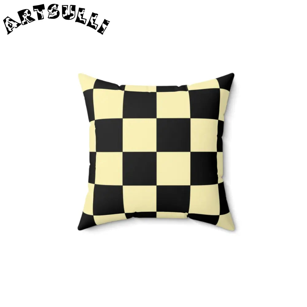JAKKOUTTHEBXX Checkerboard Black and Yellow Spun Polyester Square