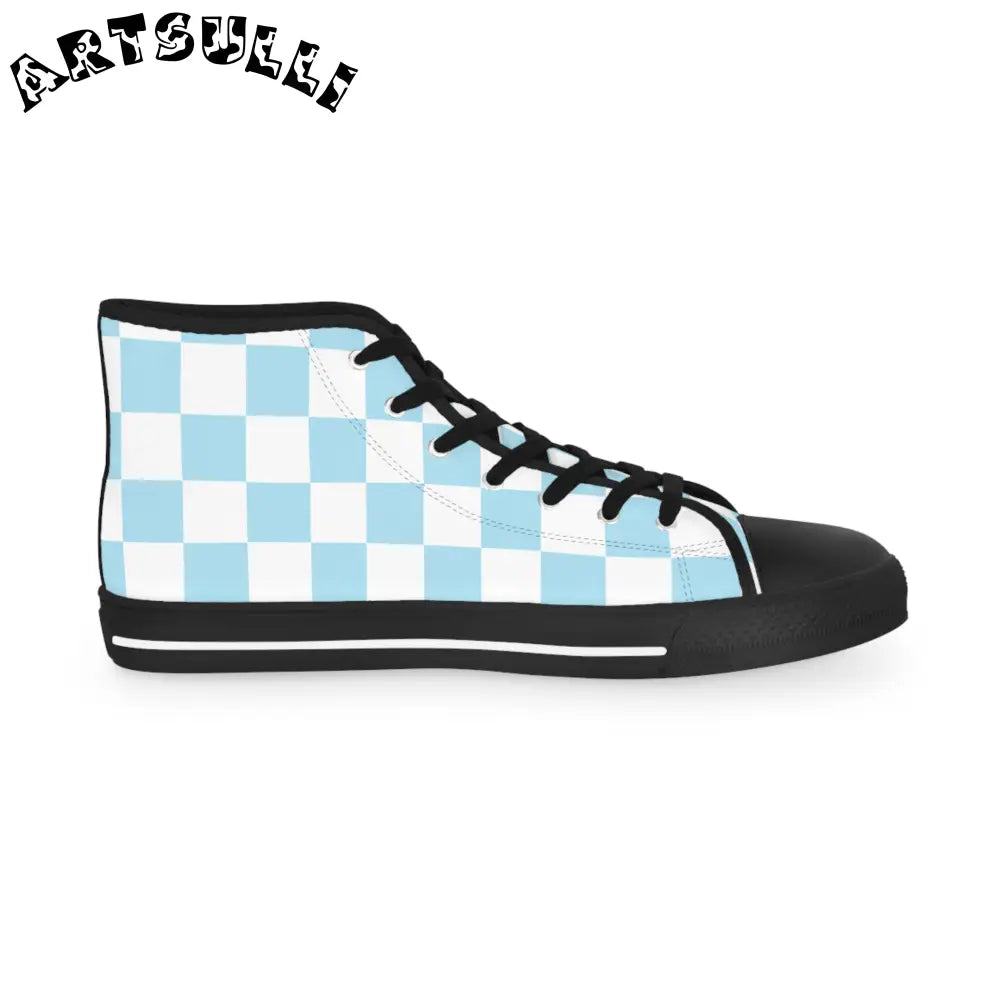 JAKKOUTTHEBXX Checkerboard Sky Blue Men’s High Top Sneakers