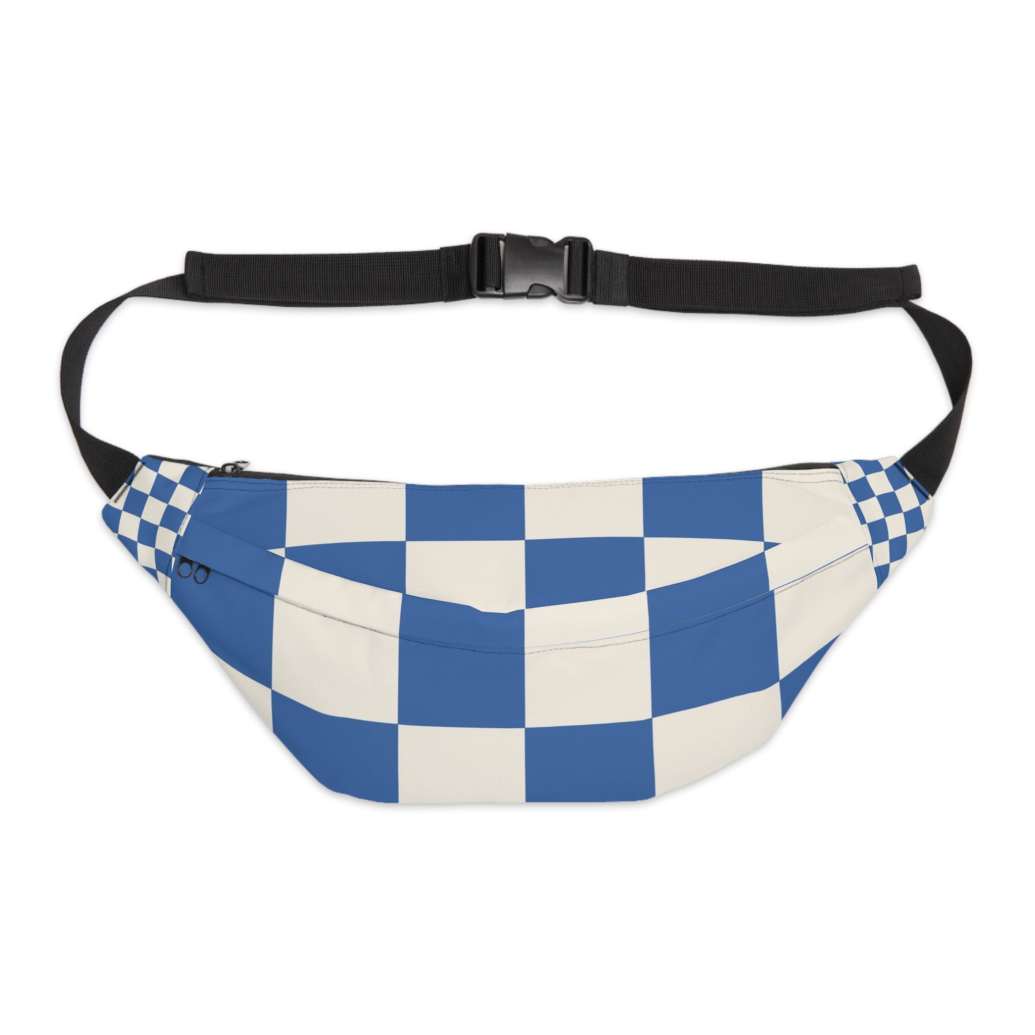 Checkerboard Blue Large Fanny Pack, Artsulli - Art is Long, Life is Short, Bags, Size, 8" × 9" × 4'', , , , , 24760609285363456612