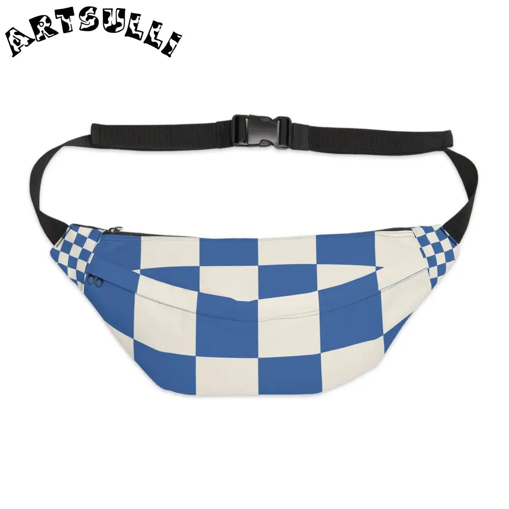 JAKKOUTTHEBXX Checkerboard Blue Large Fanny Pack JAKKOUTTHEBXX