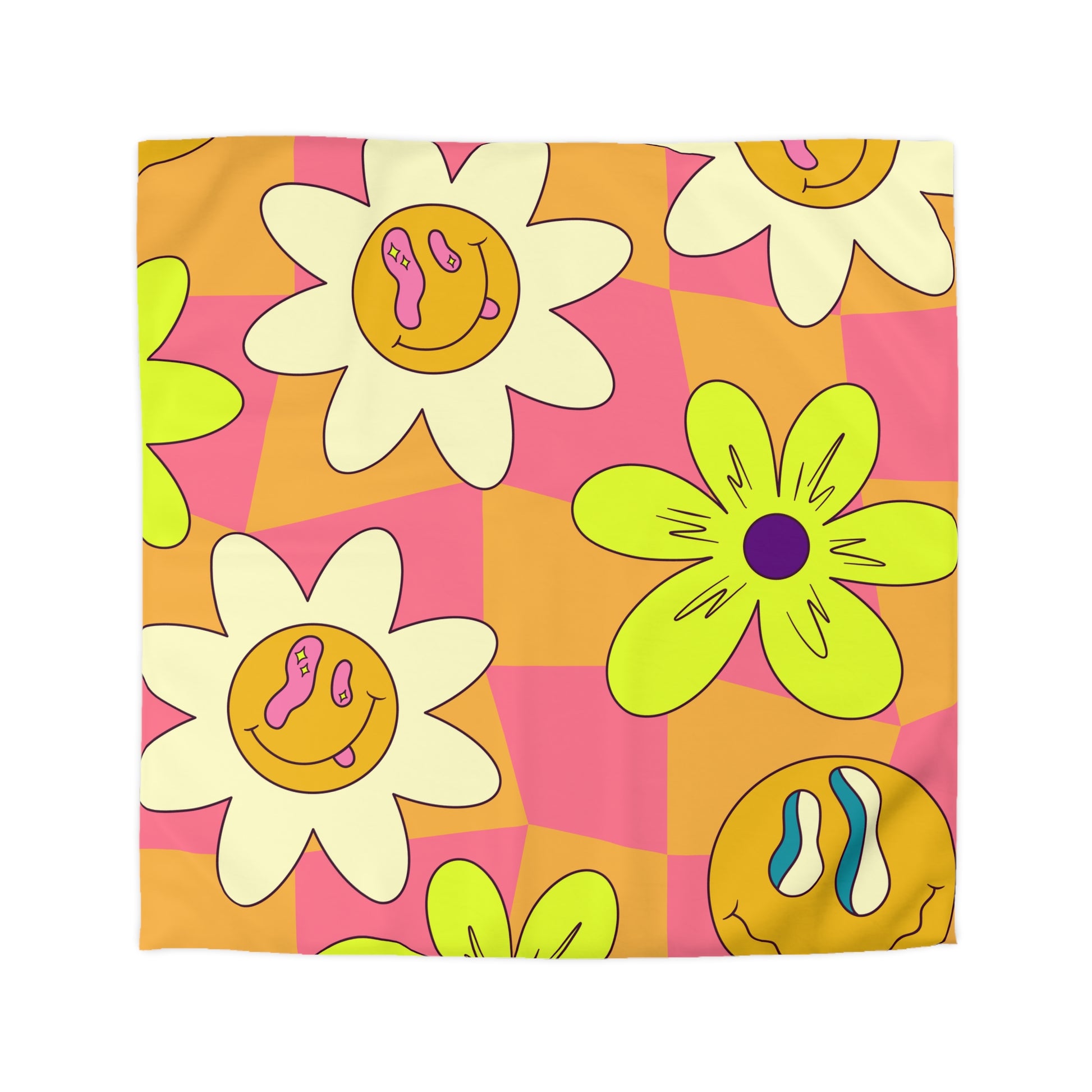 Trippy Sour Face Rave Microfiber Duvet Cover, Artsulli - Art is Long, Life is Short, Home Decor, Size, Queen, Color, Cream, , , 13909449580324