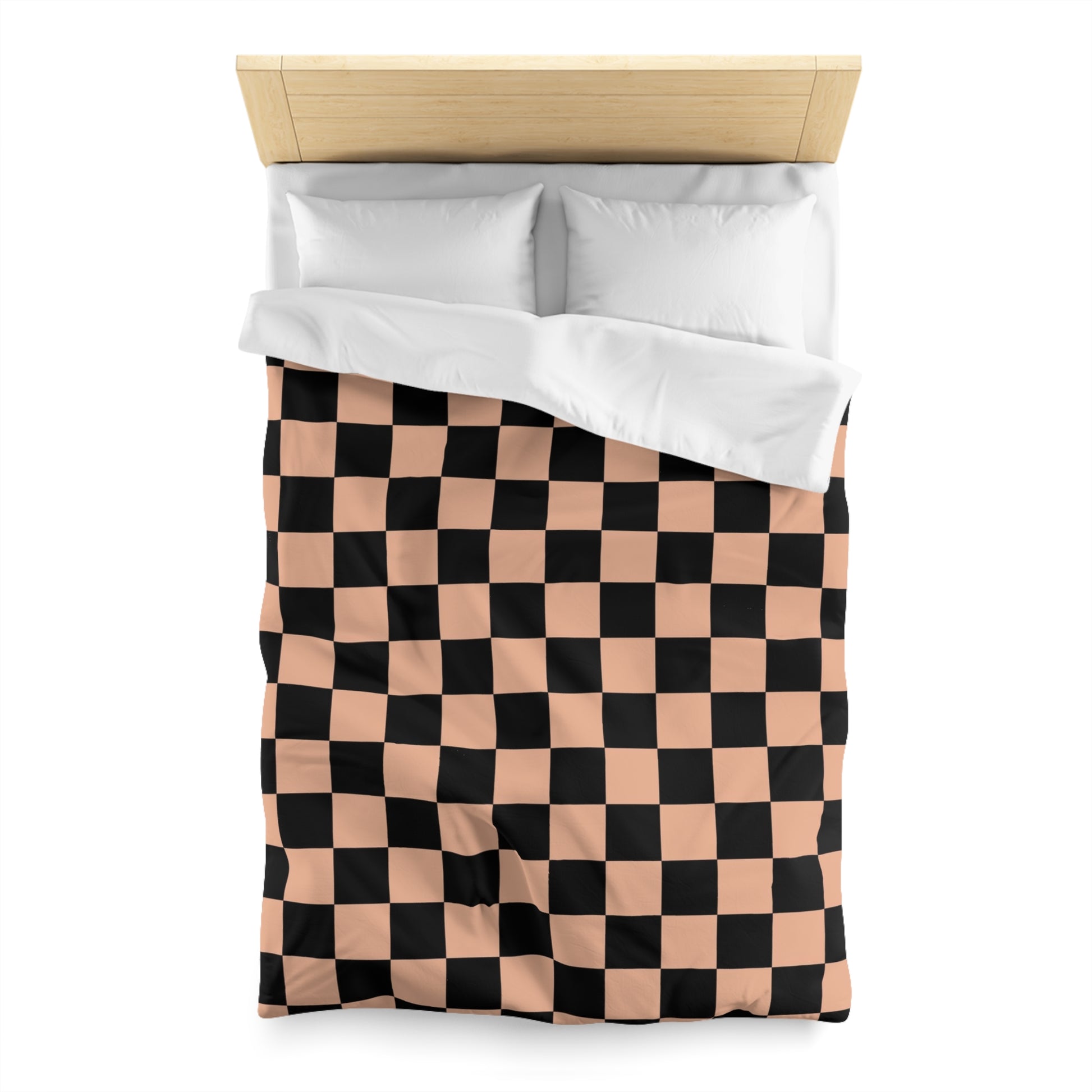 Checkerboard Soft Orange and Black Microfiber Duvet Cover, Artsulli - Art is Long, Life is Short, Home Decor, , , , , , , 