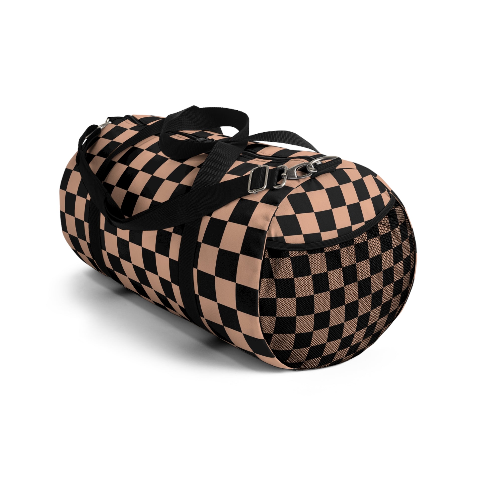 Checkerboard II Soft Orange and Black Duffel Bag, Artsulli - Art is Long, Life is Short, Bags, , , , , , , 