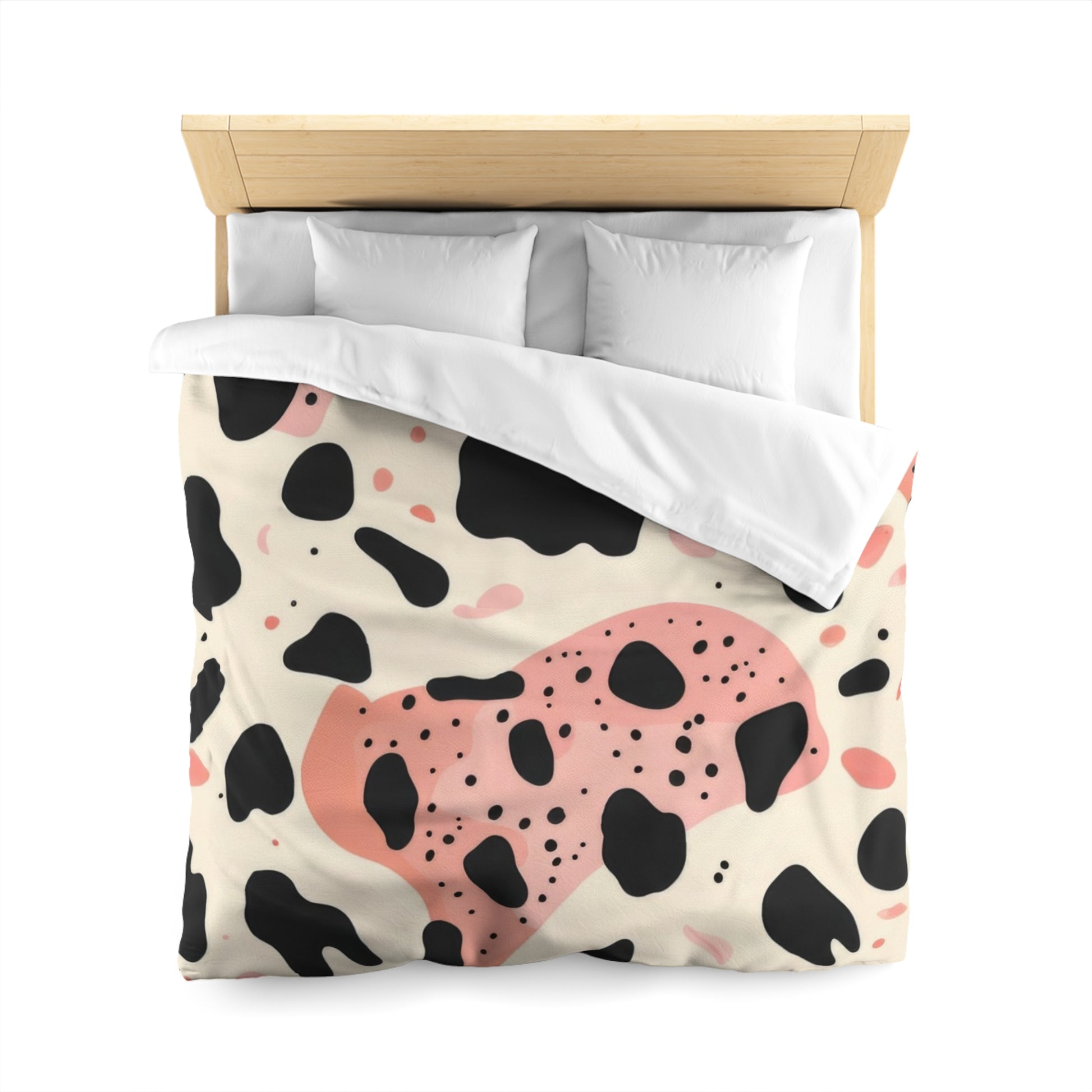 Organic Cow Print Cream and Pink Microfiber Duvet Cover, Artsulli - Art is Long, Life is Short, Home Decor, , , , , , , 