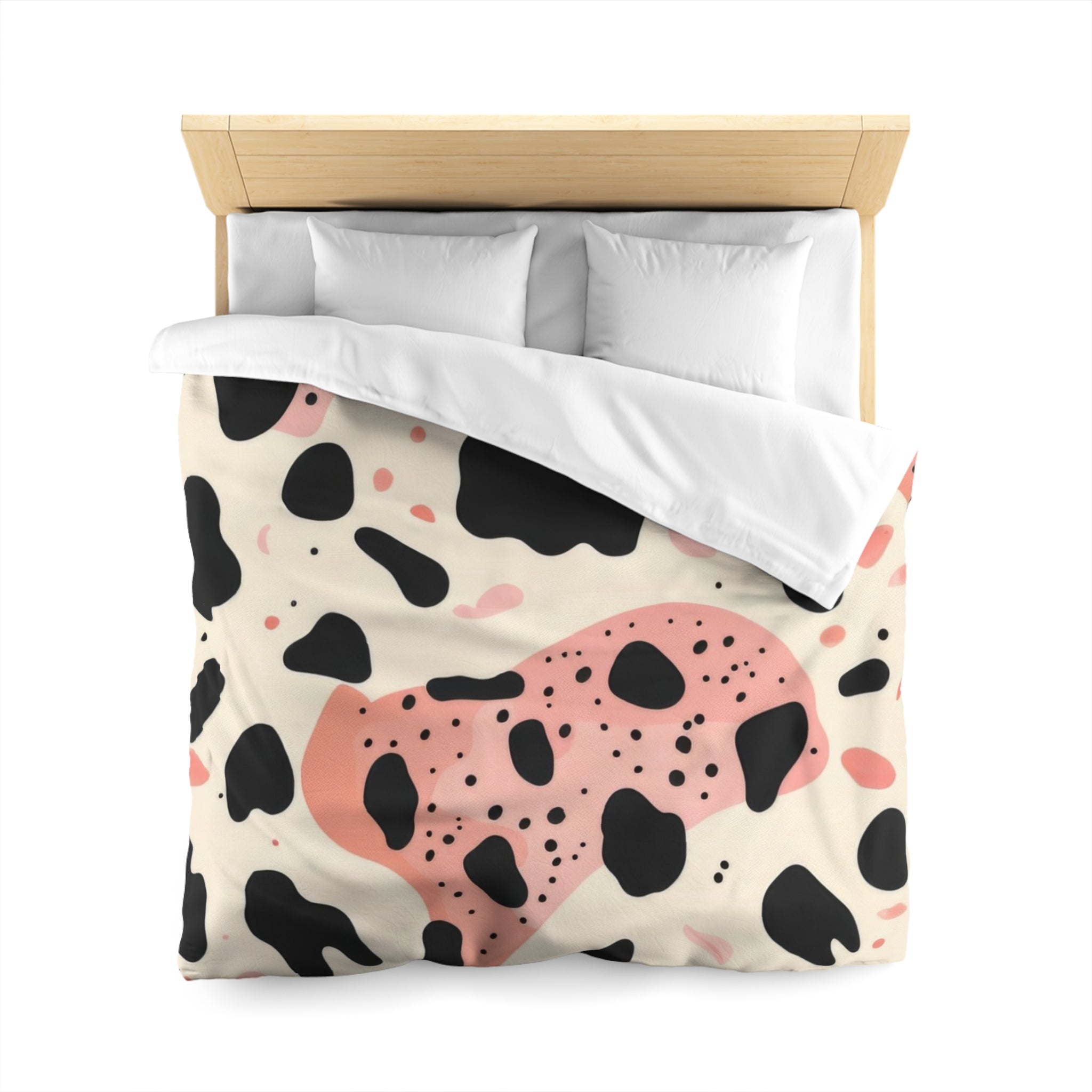 Organic Cow Print Cream and Pink Microfiber Duvet Cover, Artsulli - Art is Long, Life is Short, Home Decor, , , , , , , 