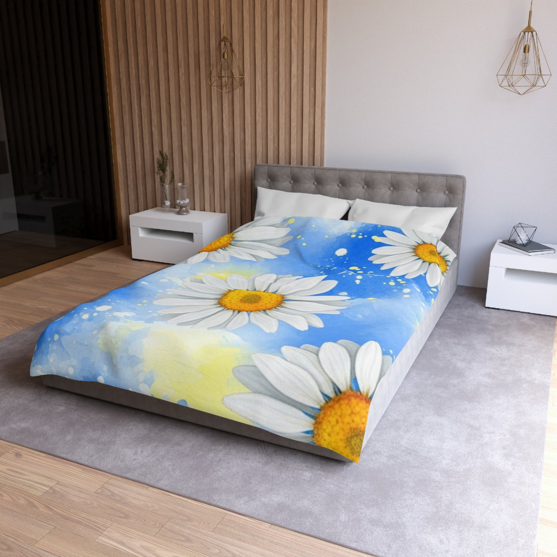 Daisies Microfiber Duvet Cover, Artsulli - Art is Long, Life is Short, Home Decor, , , , , , , 