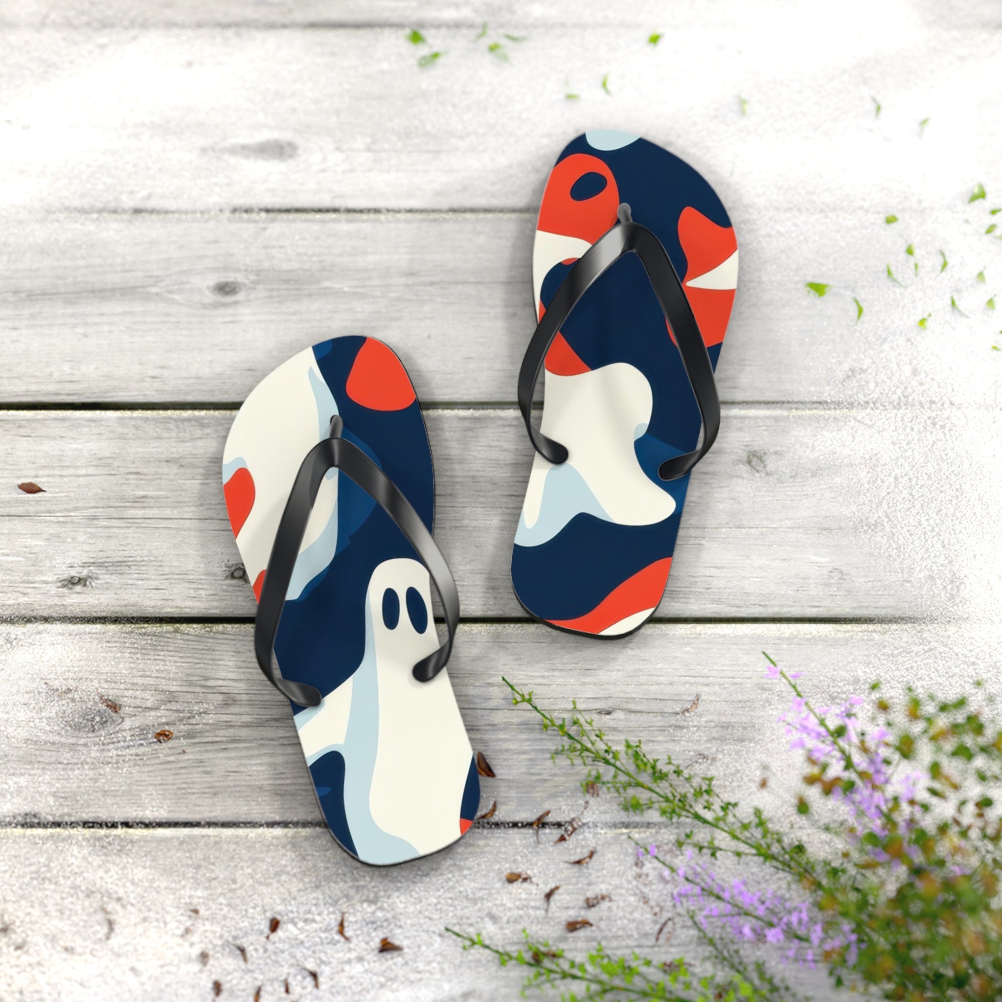 Camo Ghosts Flip Flops, Artsulli - Art is Long, Life is Short, Shoes, , , , , , , 