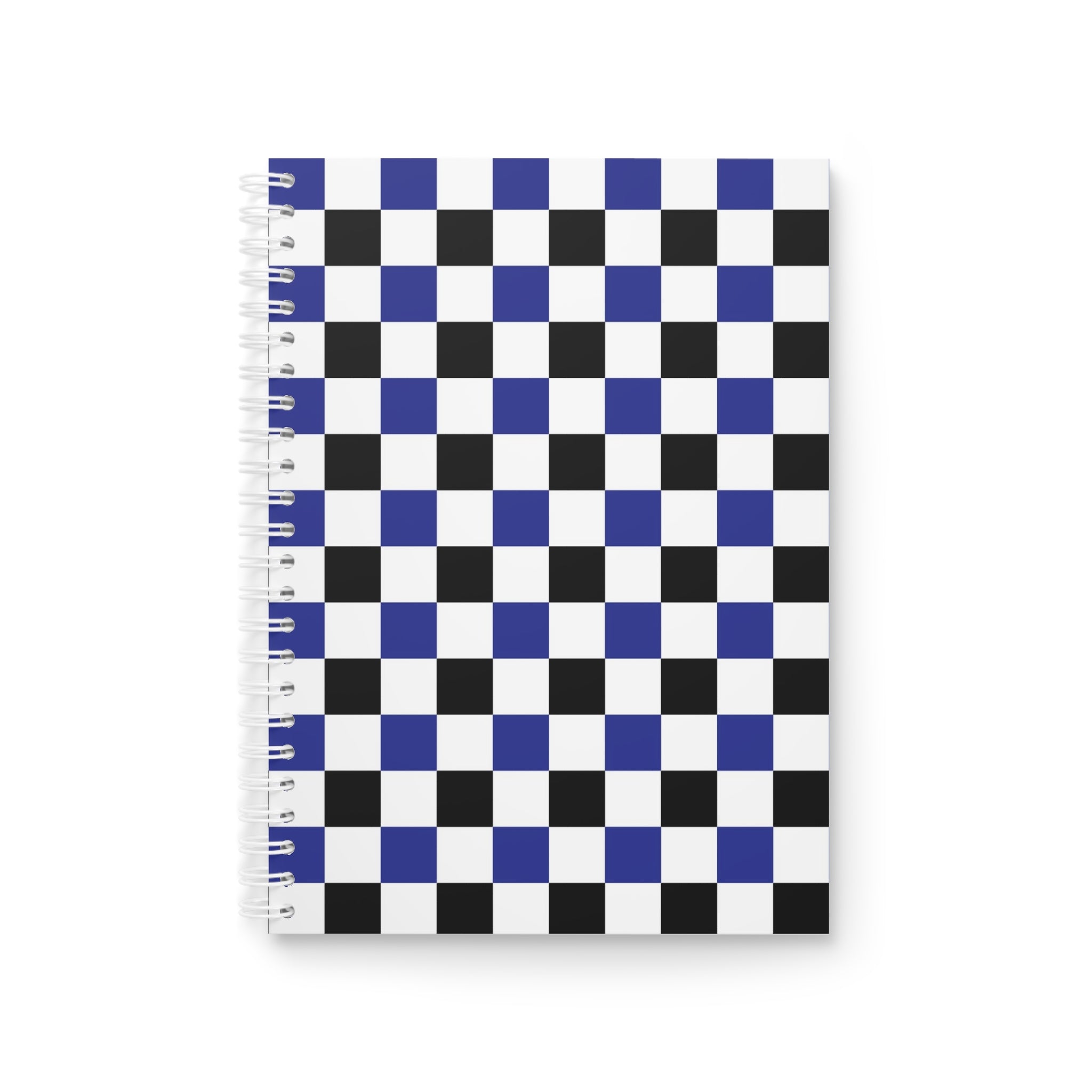 Checkerboard Blue White and Black Spiral Notebook, Artsulli - Art is Long, Life is Short, Paper products, Size, One Size, , , , , 27988350364045764056