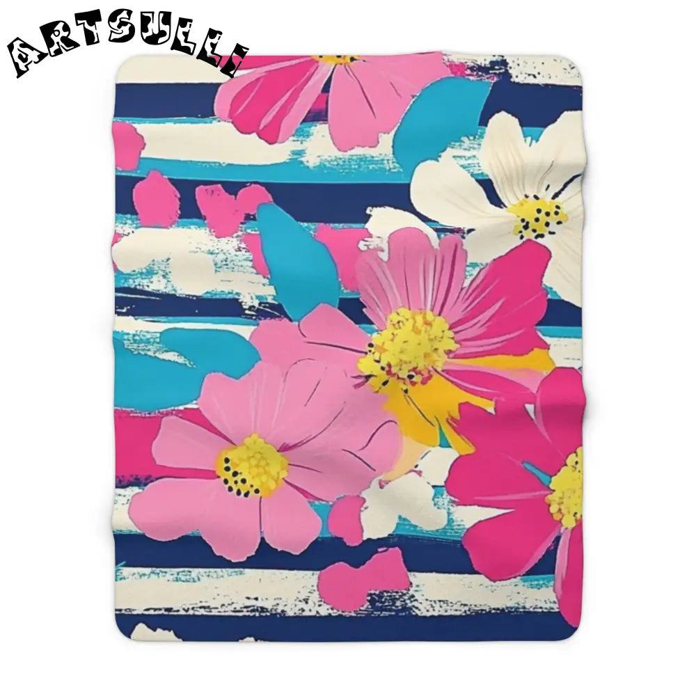 JAKKOUTTHEBXX Dayglo Floral Stripes Multi-Color Sherpa Fleece