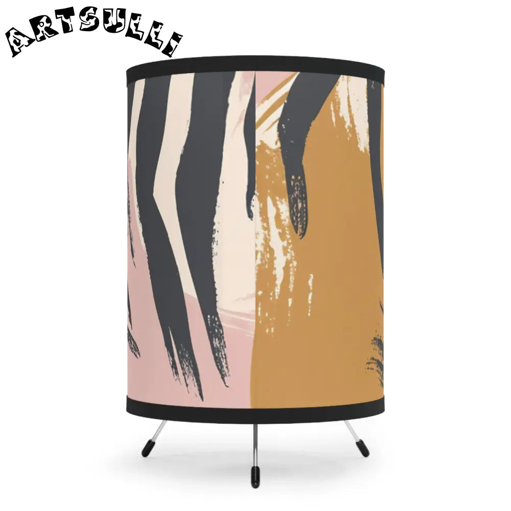 JAKKOUTTHEBXX Cylindrical Zebra Print Tripod Lamp in Black Tan and Cream 2025