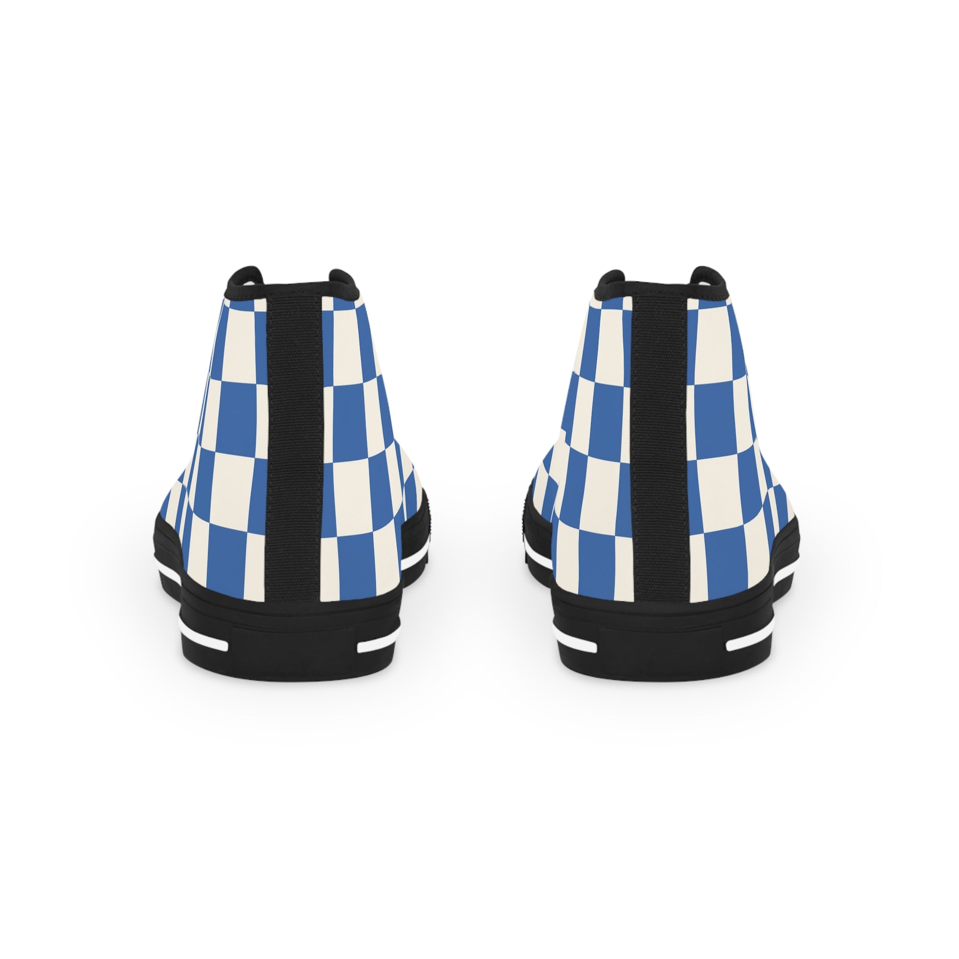 Checkerboard Blue Men's High Top Sneakers, Artsulli - Art is Long, Life is Short, Shoes, , , , , , , 