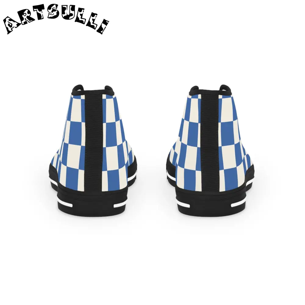 JAKKOUTTHEBXX Checkerboard Blue Men’s High Top Sneakers