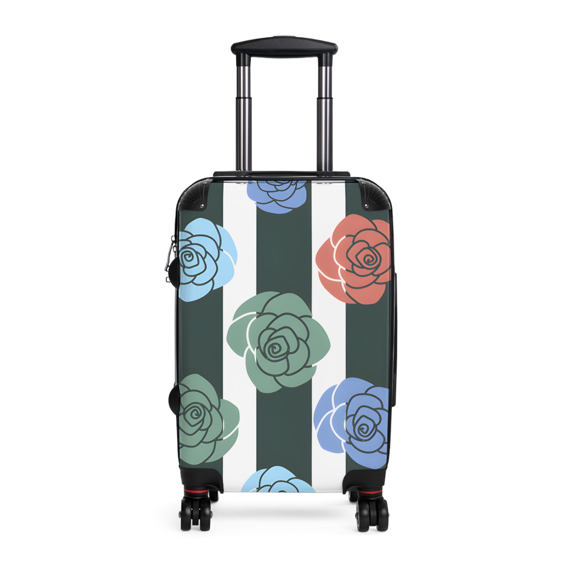 Stripes x Roses Black and White Suitcase, Artsulli - Art is Long, Life is Short, Bags, Size, Small, Color, Black, , , 11754133350721