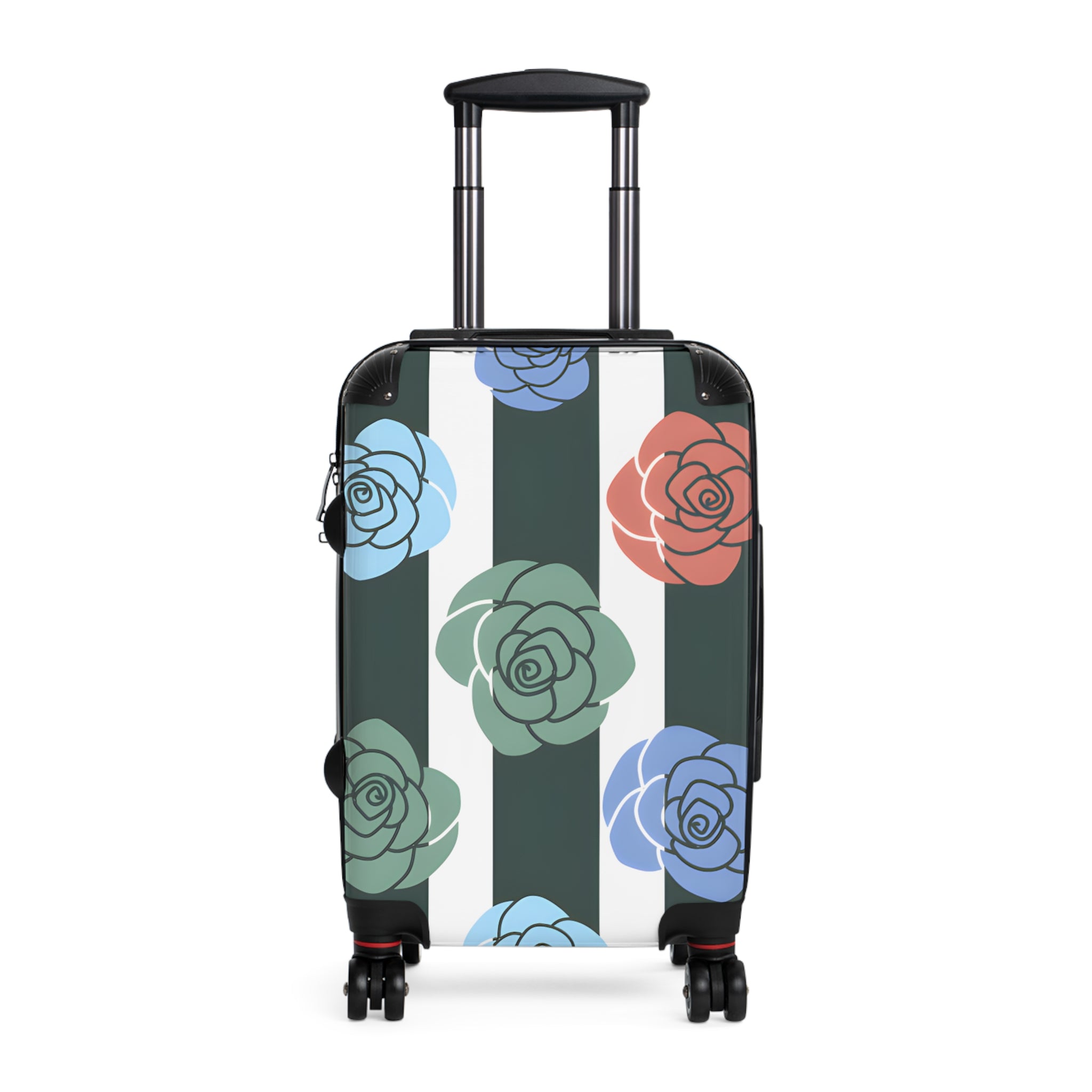 Stripes x Roses Black and White Suitcase, Artsulli - Art is Long, Life is Short, Bags, Size, Small, Color, Black, , , 11754133350721
