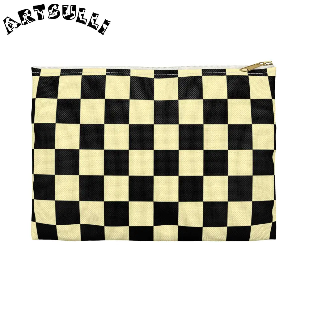JAKKOUTTHEBXX Checkerboard Black and Yellow Accessory Pouch