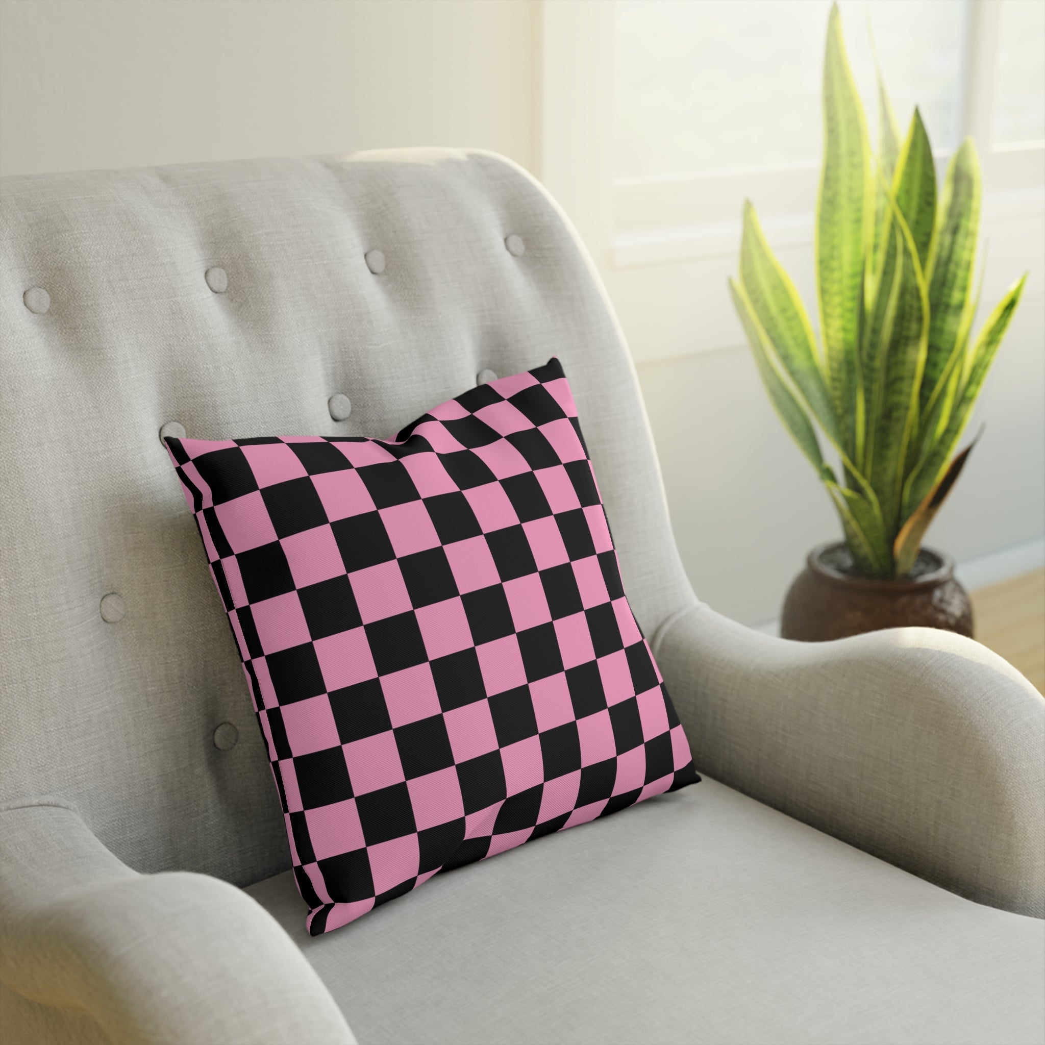 Checkerboard Black and Pink Cushion, Artsulli - Art is Long, Life is Short, Home Decor, , , , , , , 