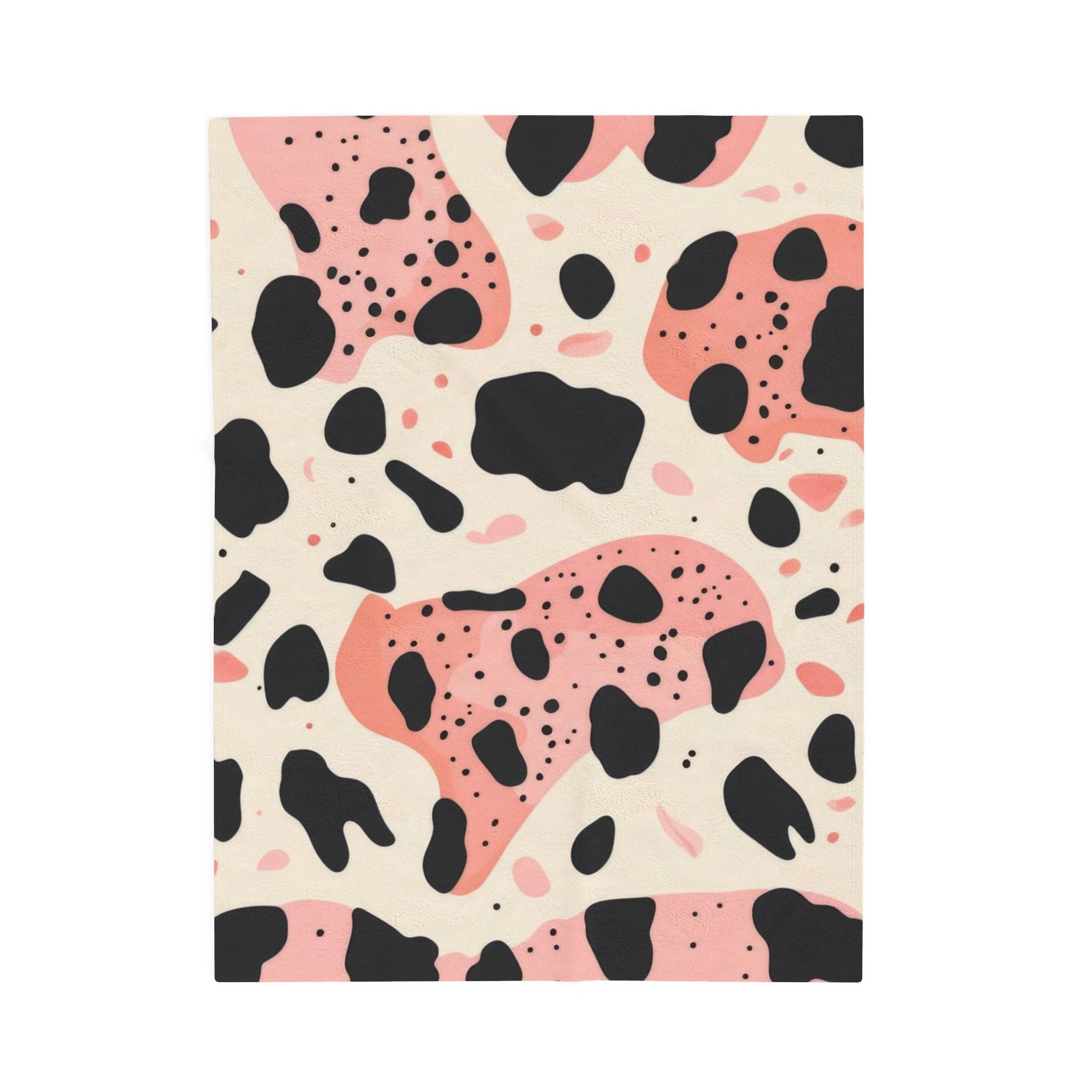 Organic Cow Print Cream and Pink Velveteen Plush Blanket, Artsulli - Art is Long, Life is Short, All Over Prints, Size, 30" × 40", , , , , 86133197773901