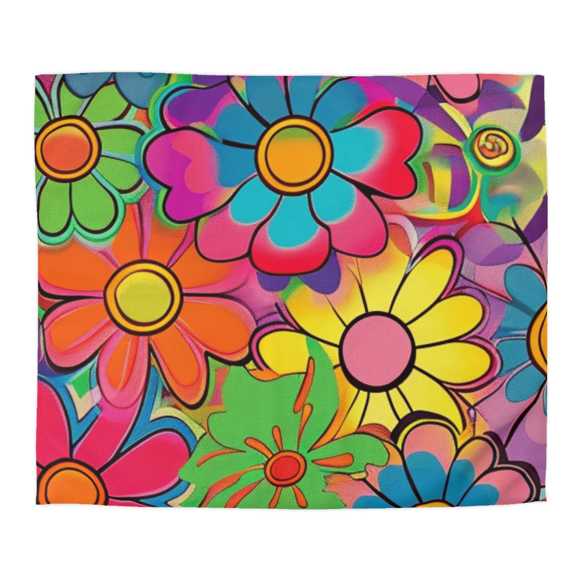Chromatic Daisy Dream Microfiber Duvet Cover, Artsulli - Art is Long, Life is Short, Home Decor, Size, King, Color, White, , , 33919908745420862864
