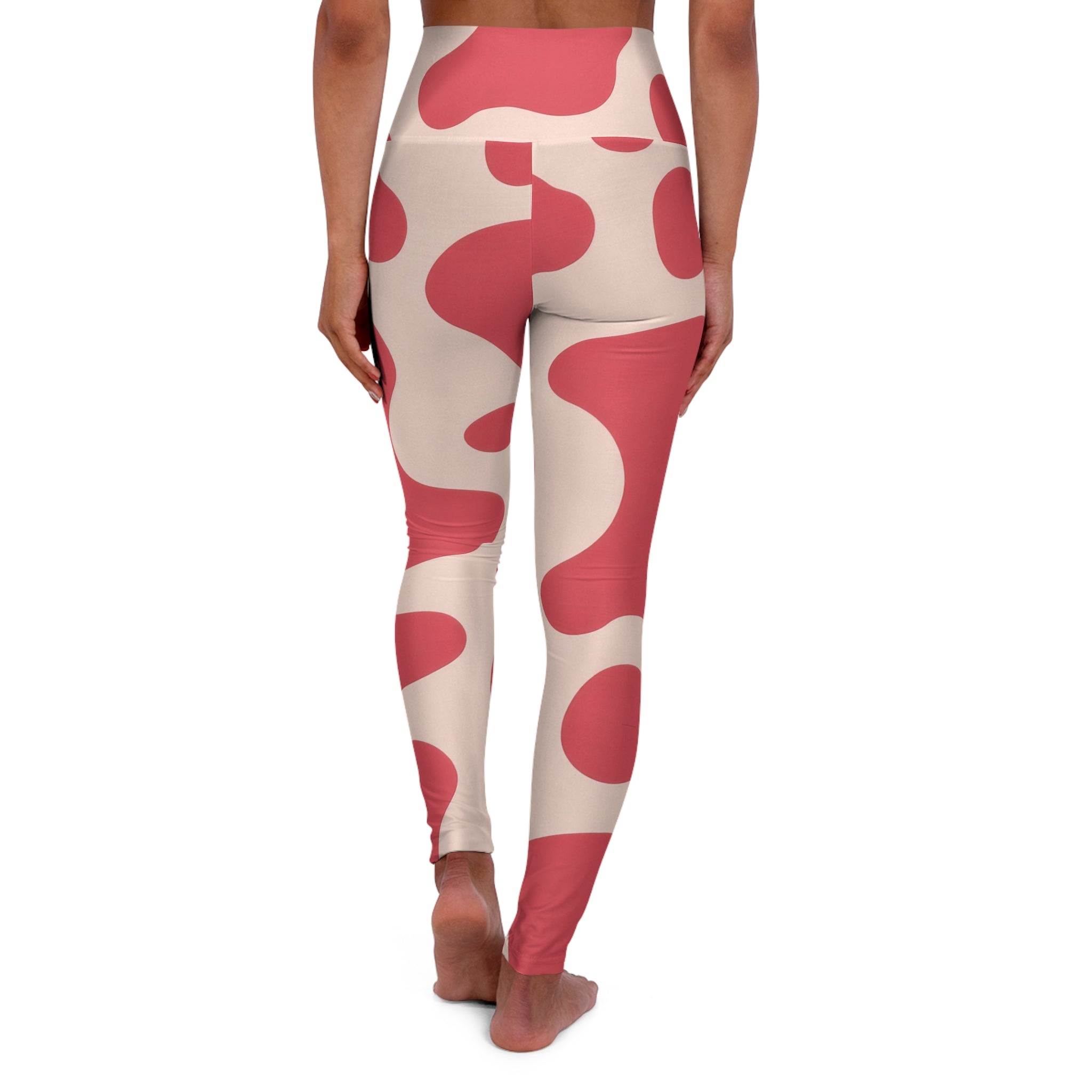 Red Jungle Cow High Waisted Yoga Leggings (AOP), Artsulli - Art is Long, Life is Short, All Over Prints, , , , , , , 