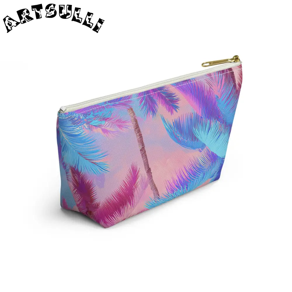 JAKKOUTTHEBXX Ethereal Pastel Palms II Blue and Pink Accessory Pouch
