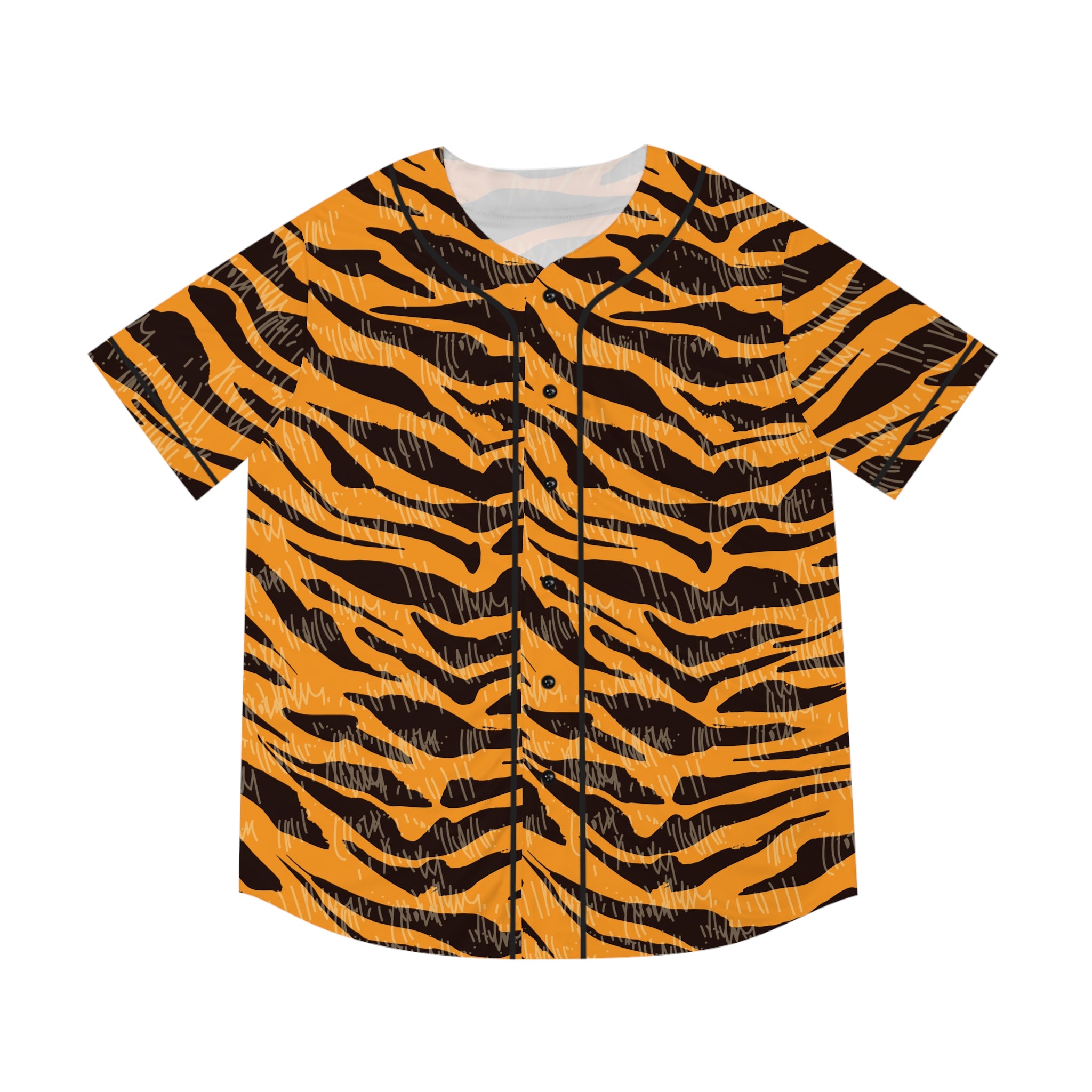 Tiger Scratches Orange & Black Men's Baseball Jersey (AOP), Artsulli - Art is Long, Life is Short, All Over Prints, Size, XS, Color, Black, , , 12978559964392