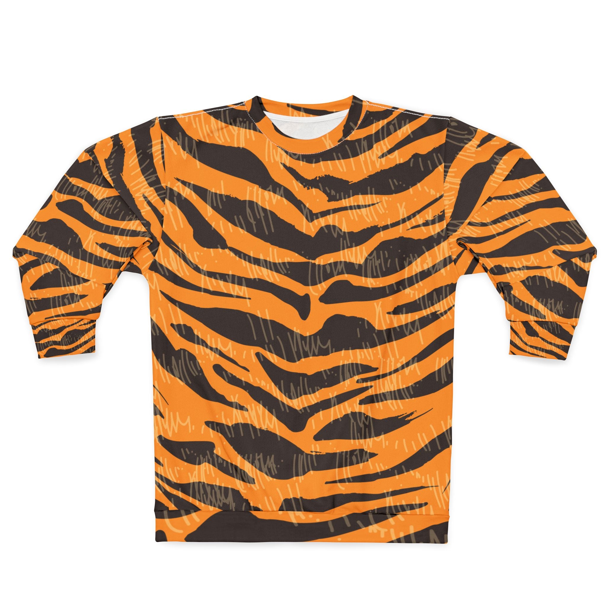 Tiger Scratches Orange & Black Unisex Sweatshirt (AOP), Artsulli - Art is Long, Life is Short, All Over Prints, Size, XS, , , , , 13079151306953