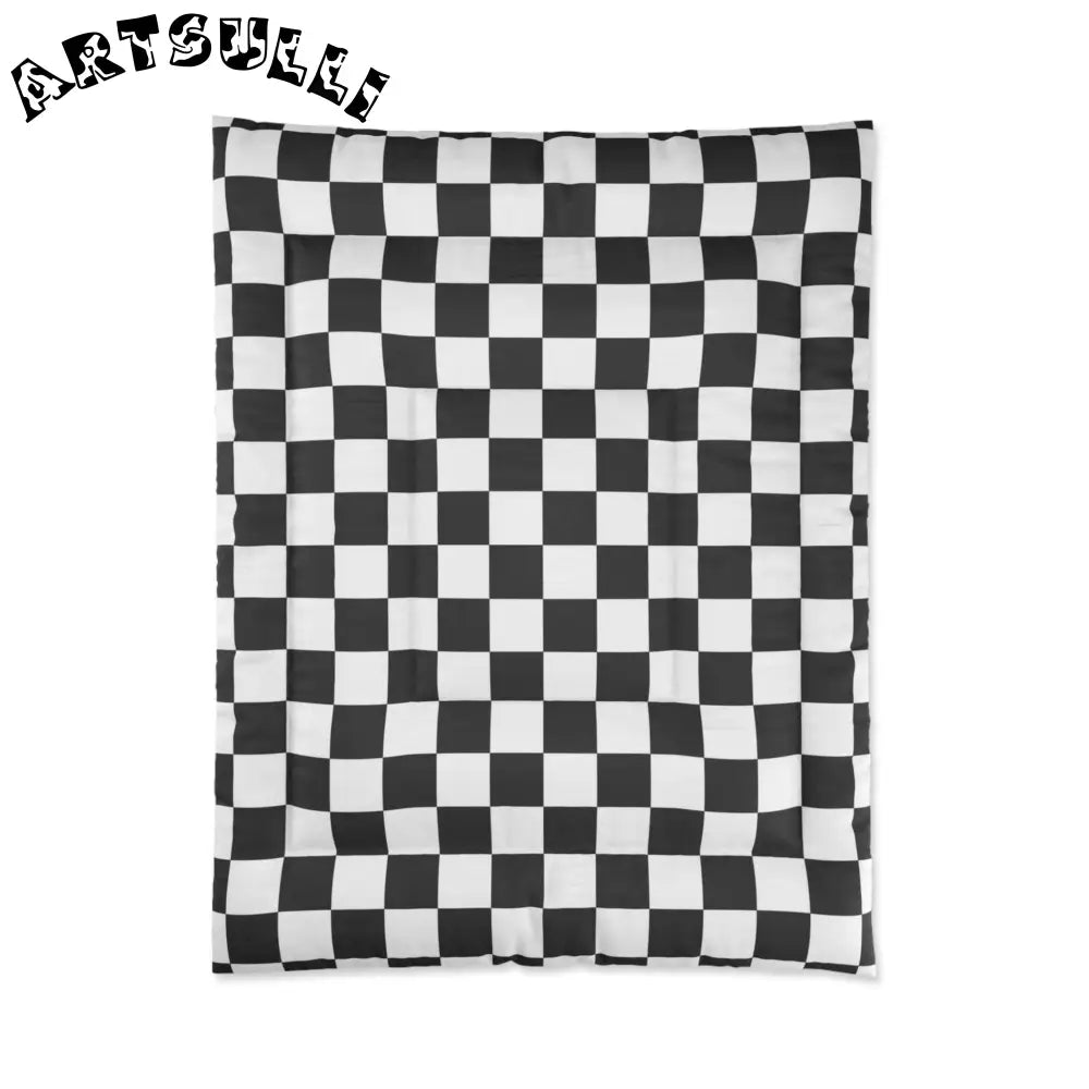 JAKKOUTTHEBXX Checkerboard White and Black Comforter JAKKOUTTHEBXX