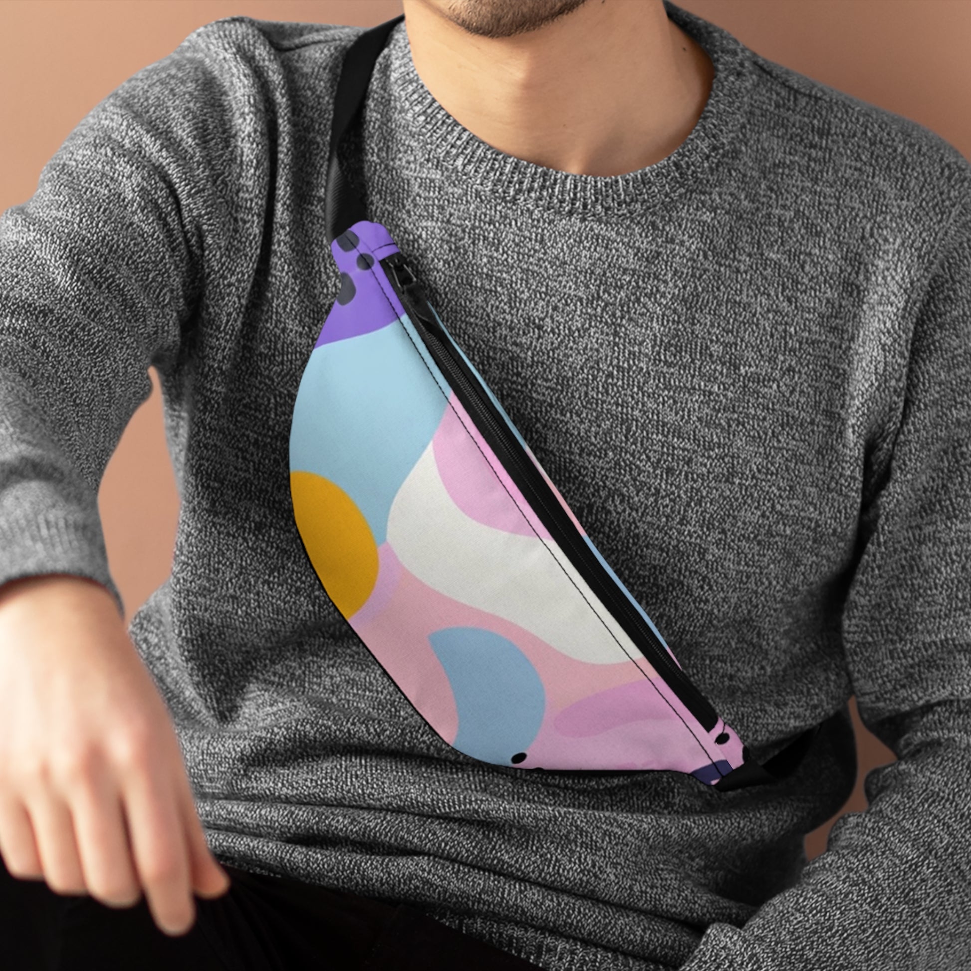 Colorful Abstract Dots and Shapes Fanny Pack, Artsulli - Art is Long, Life is Short, Bags, , , , , , , 