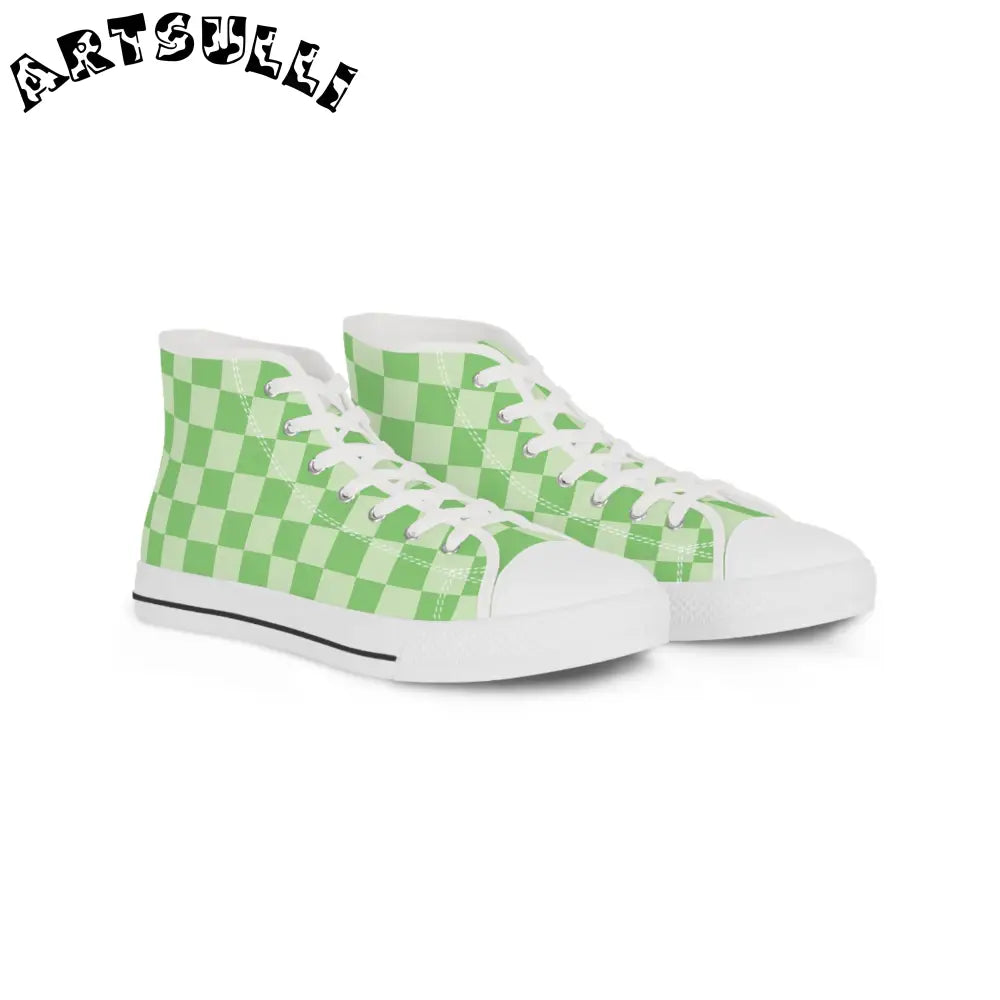 JAKKOUTTHEBXX Checkerboard Green Men’s High Top Sneakers