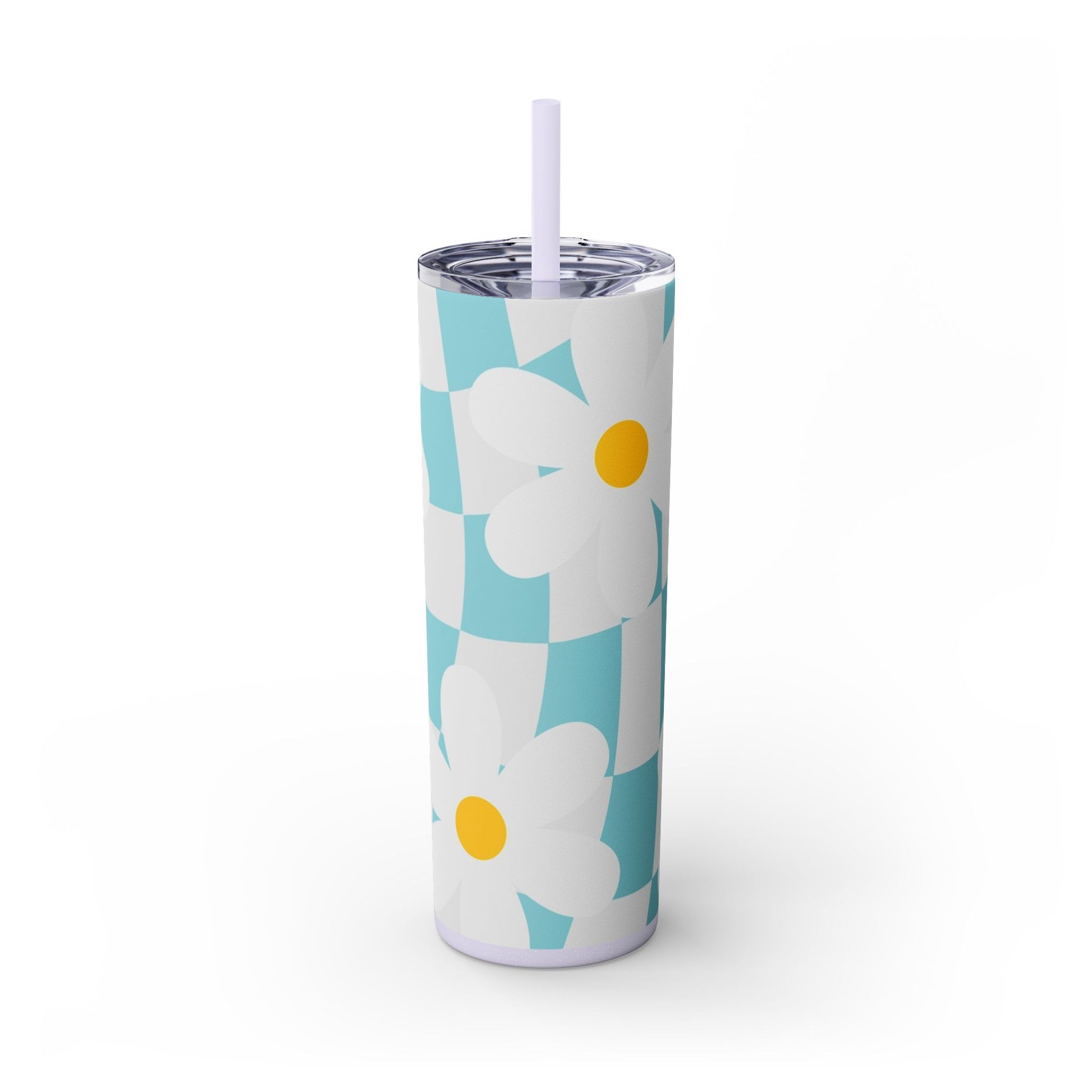 Trippy Check Garden Skinny Tumbler with Straw, 20oz, Artsulli - Art is Long, Life is Short, Mug, Finish, Glossy, Color, Glitter Lilac, Size, 20oz, 10497993173446438109