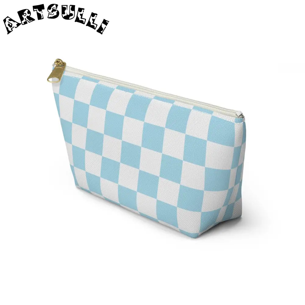 JAKKOUTTHEBXX Checkerboard Sky Blue Accessory Pouch w T-bottom