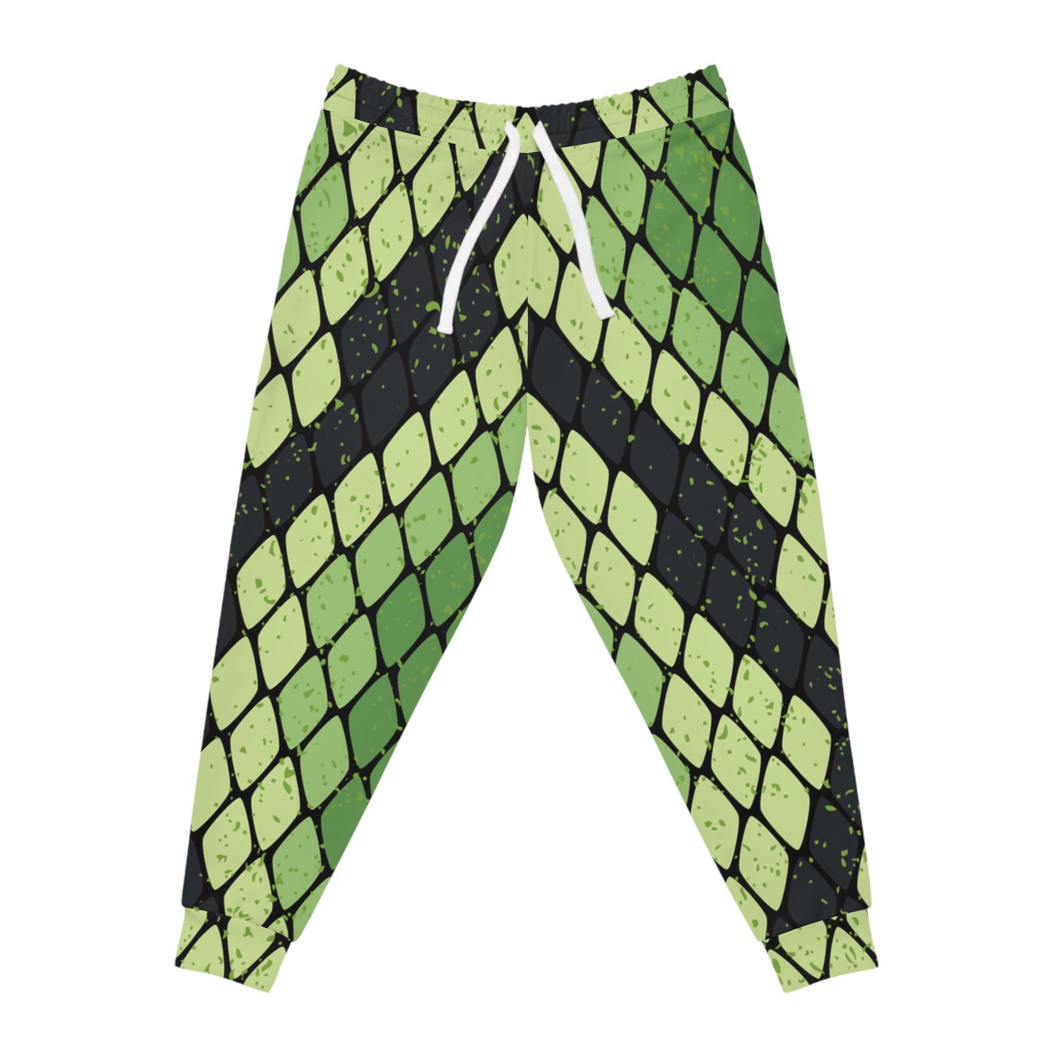Snake Skin Green and Black Athletic Joggers (AOP), Artsulli - Art is Long, Life is Short, All Over Prints, Size, S, Color, Seam thread color automatically matched to design, , , 11150113170854