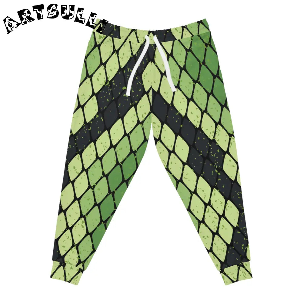 JAKKOUTTHEBXX Snake Skin Green and Black Athletic Joggers (AOP)