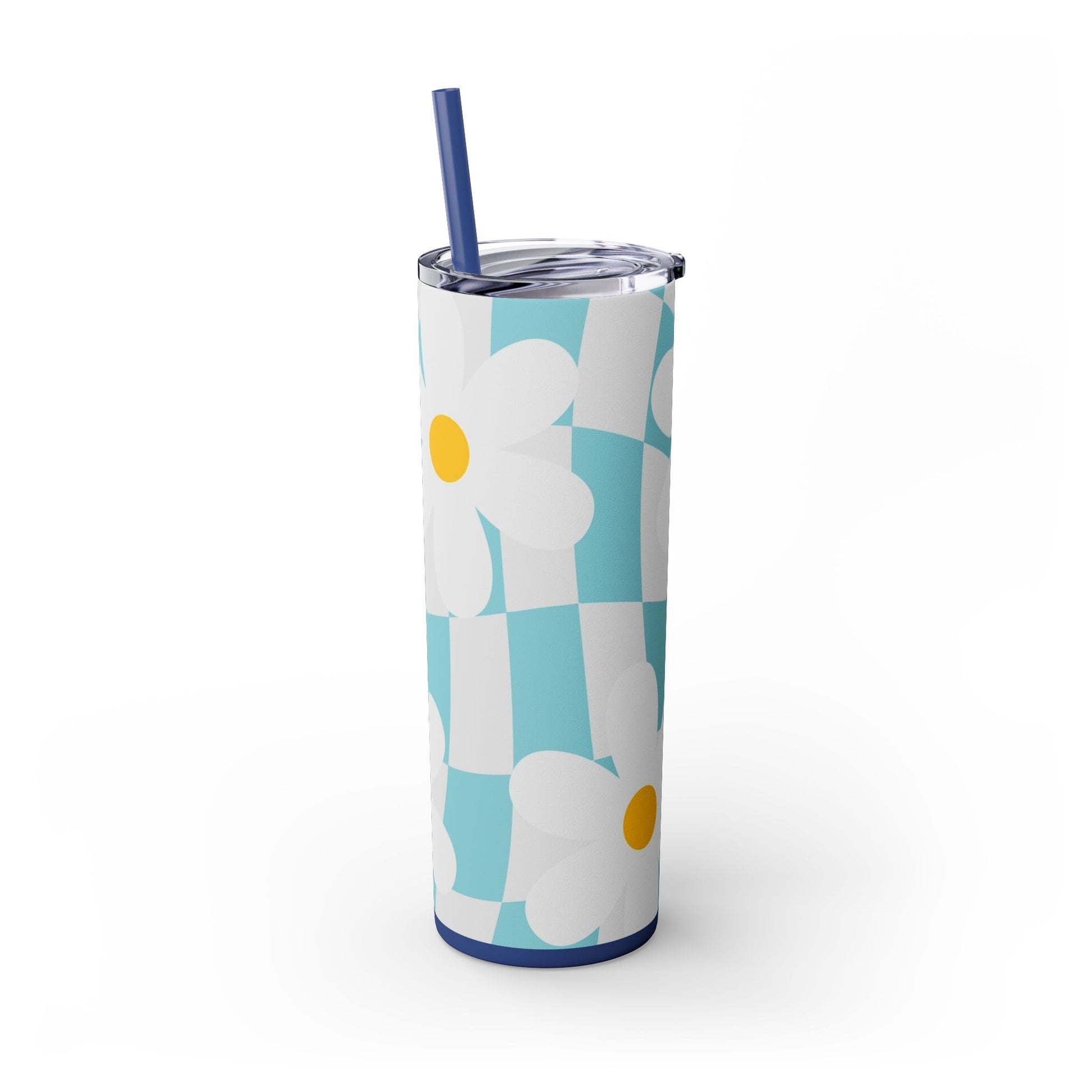 Trippy Check Garden Skinny Tumbler with Straw, 20oz, Artsulli - Art is Long, Life is Short, Mug, , , , , , , 