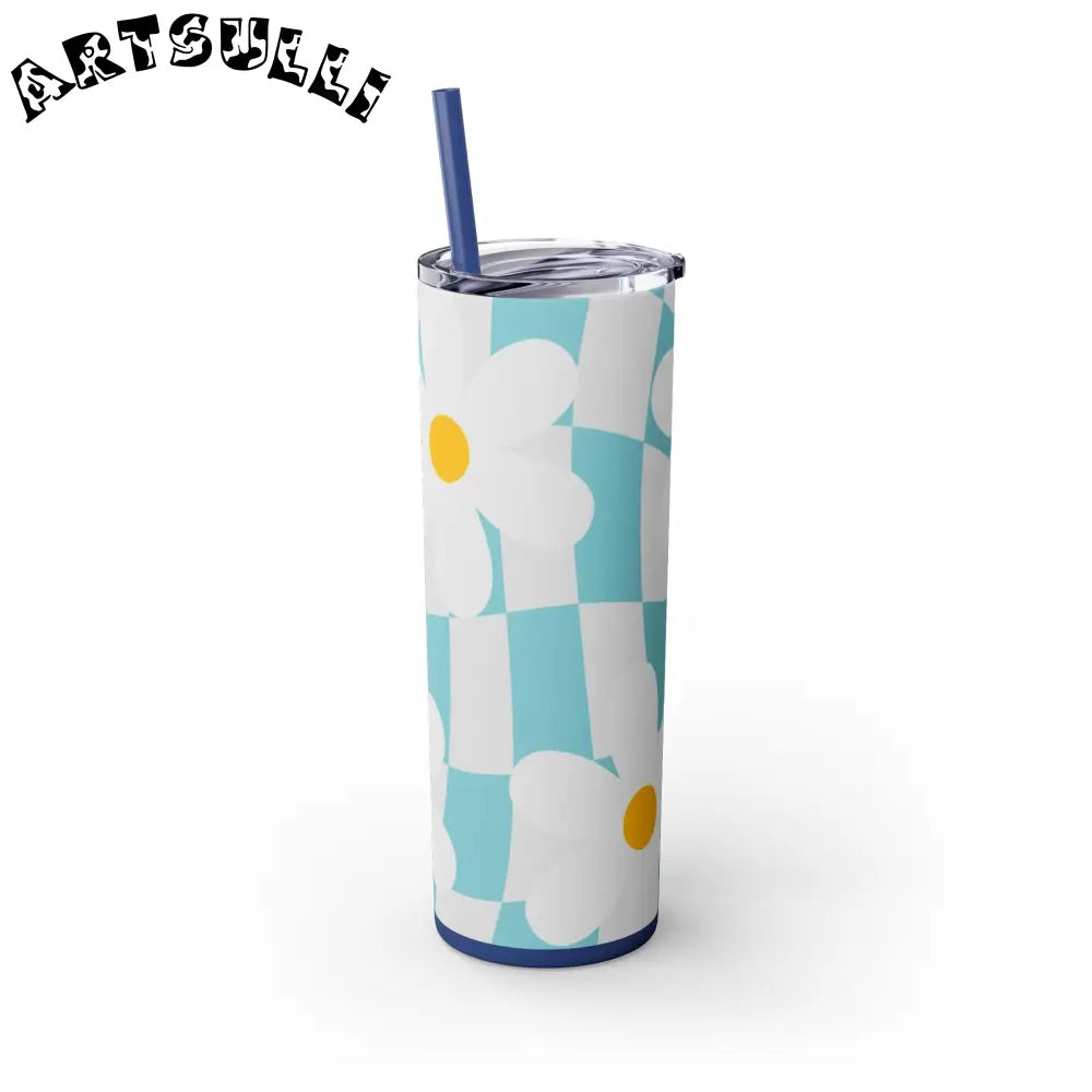 JAKKOUTTHEBXX Trippy Check Garden Skinny Tumbler with Straw 20oz