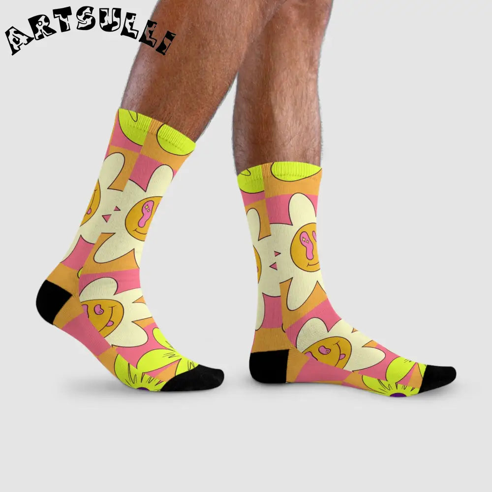 JAKKOUTTHEBXX Trippy Sour Face Rave Sublimation Crew Socks (EU)