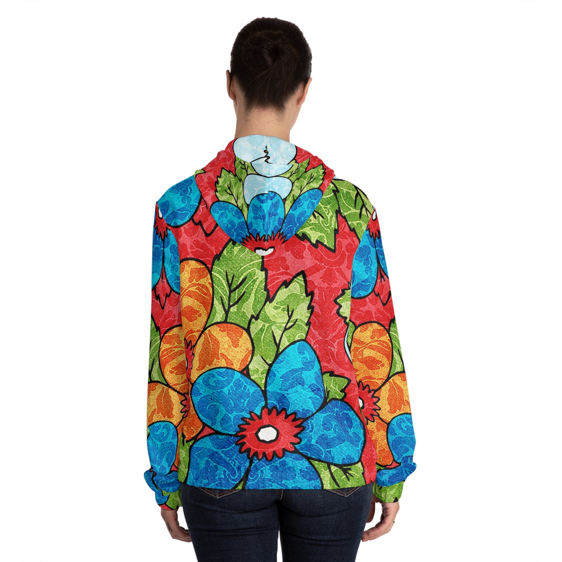 Groovy Red Floral Kl Women’s Full-Zip Hoodie (AOP), Artsulli - Art is Long, Life is Short, All Over Prints, , , , , , , 