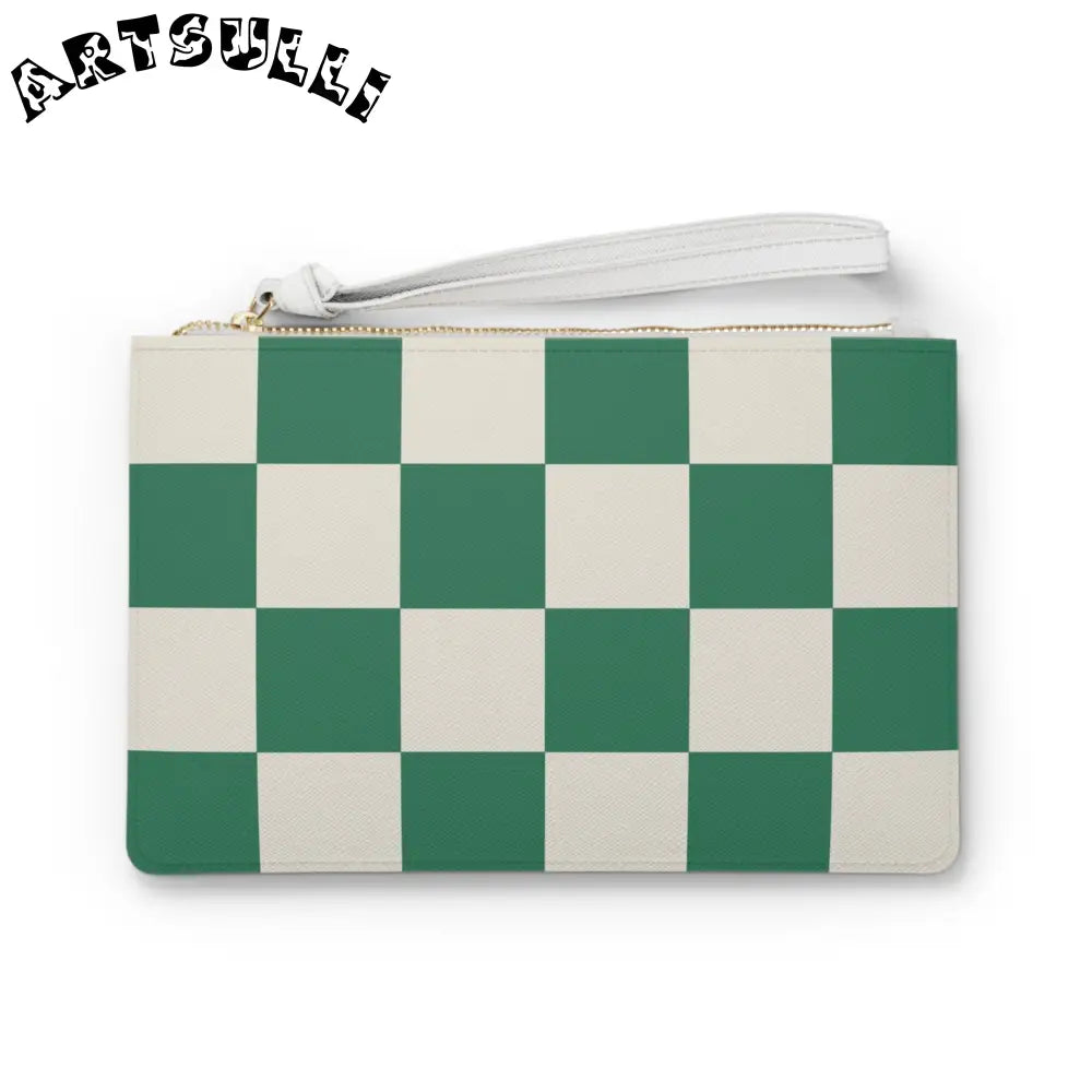 JAKKOUTTHEBXX Checkerboard Dark Green Clutch Bag JAKKOUTTHEBXX
