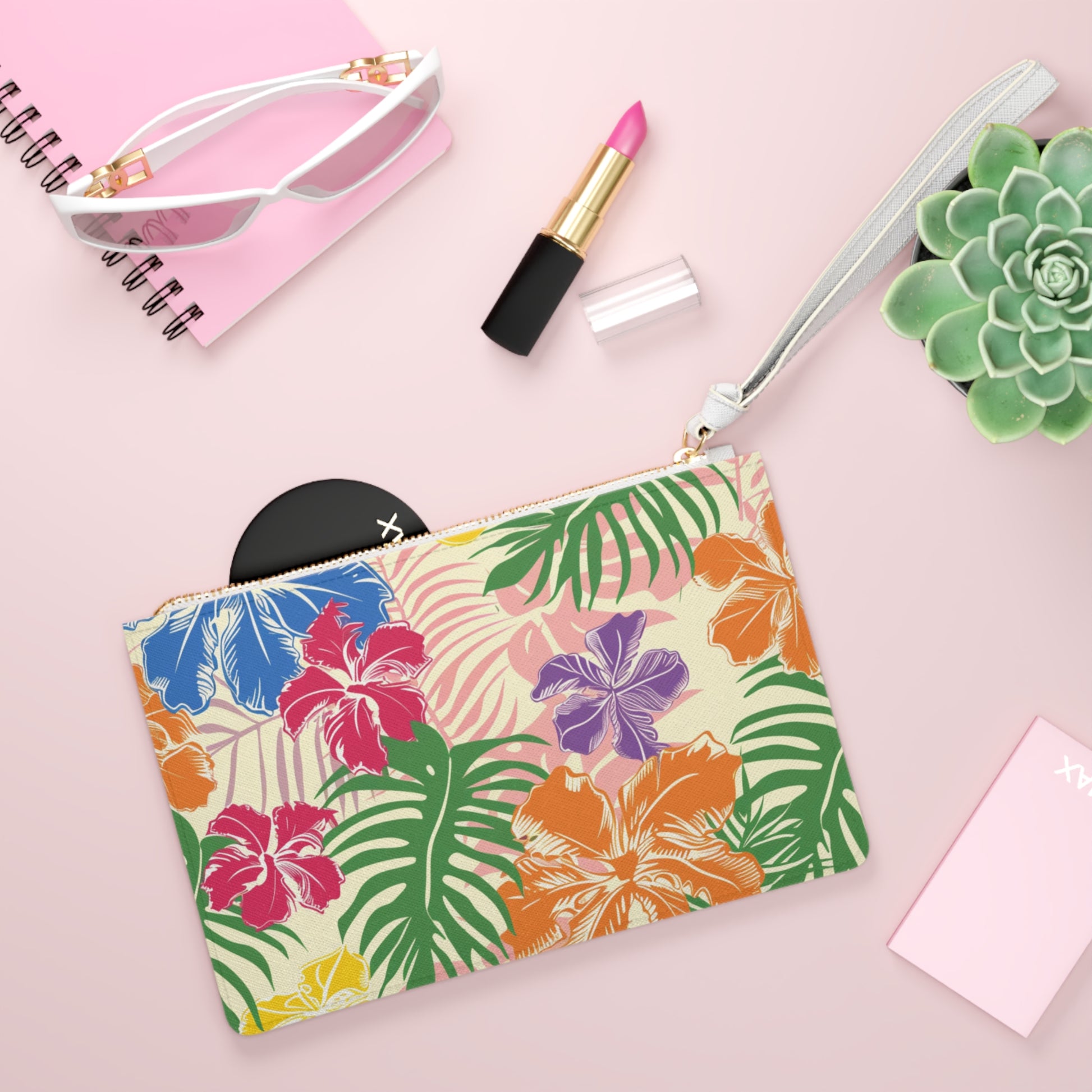 Blooming Tropical Flowers Clutch Bag, Artsulli - Art is Long, Life is Short, Bags, , , , , , , 