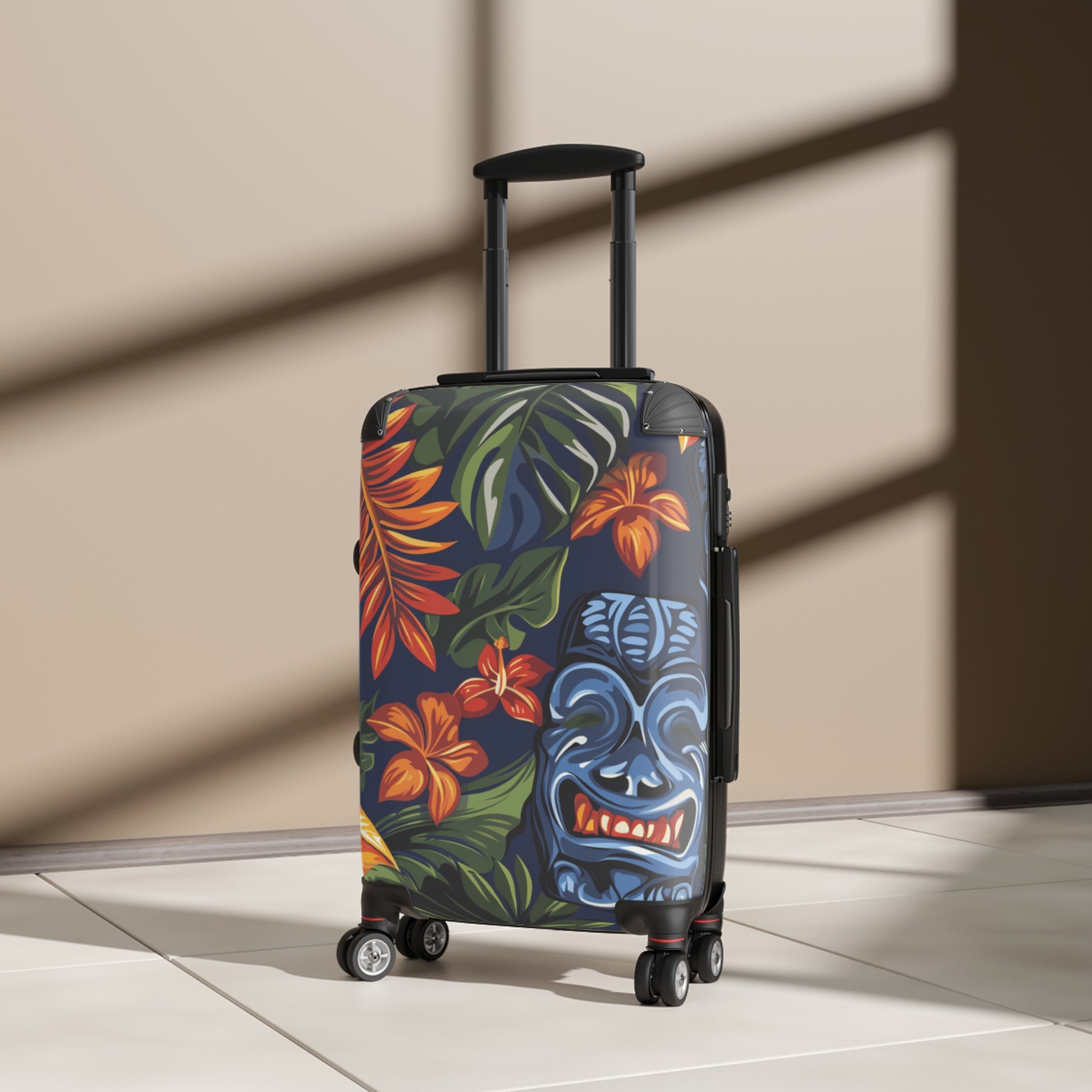 Tiki Bloom Navy Suitcase, Artsulli - Art is Long, Life is Short, Bags, , , , , , , 