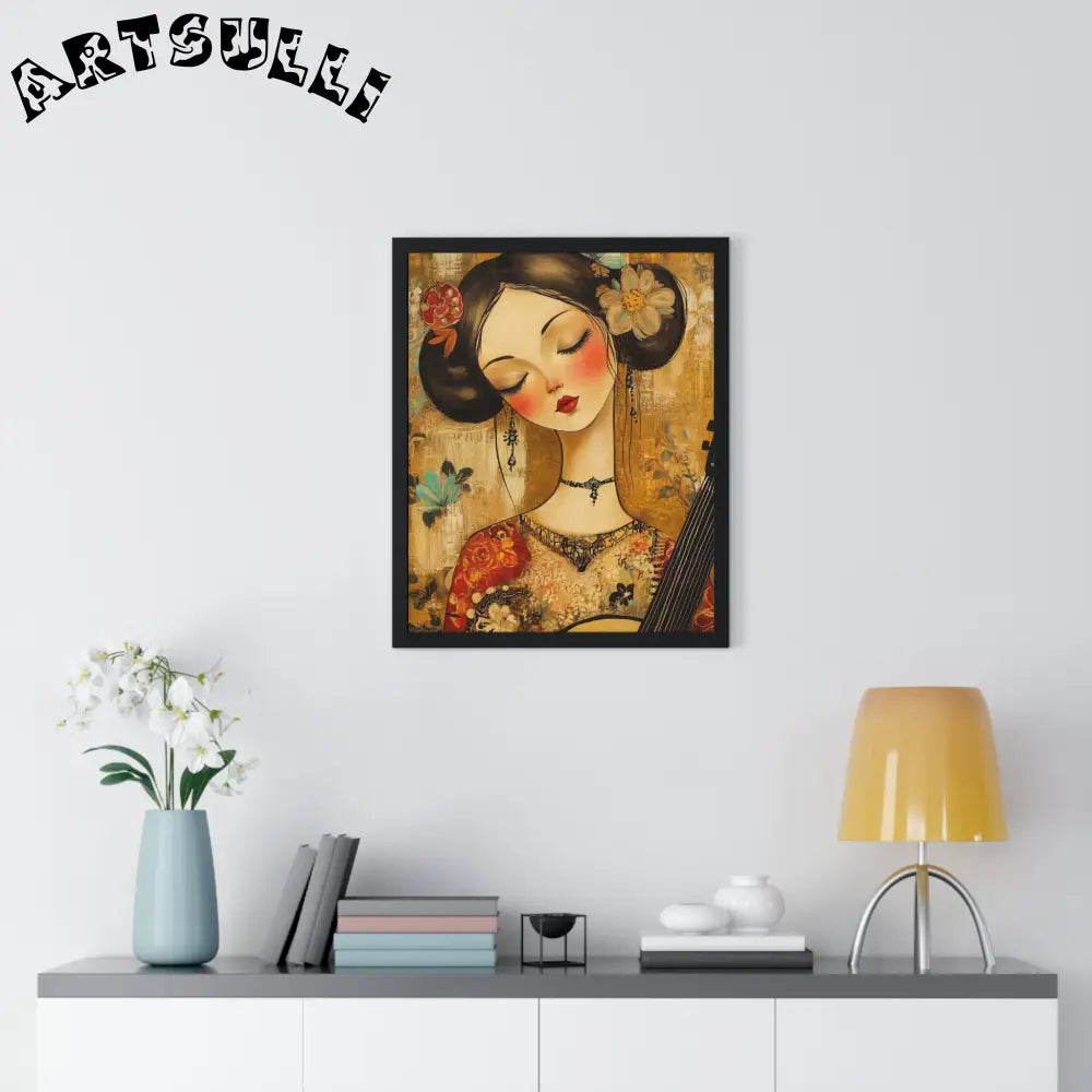JAKKOUTTHEBXX Stylized Woman Musician Wood-Framed Poster 2025