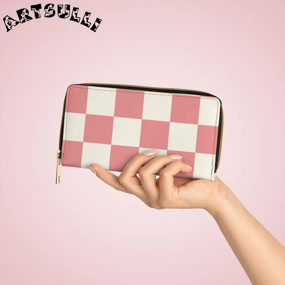JAKKOUTTHEBXX Retro Checkered Grassland Sprites Zipper Wallet
