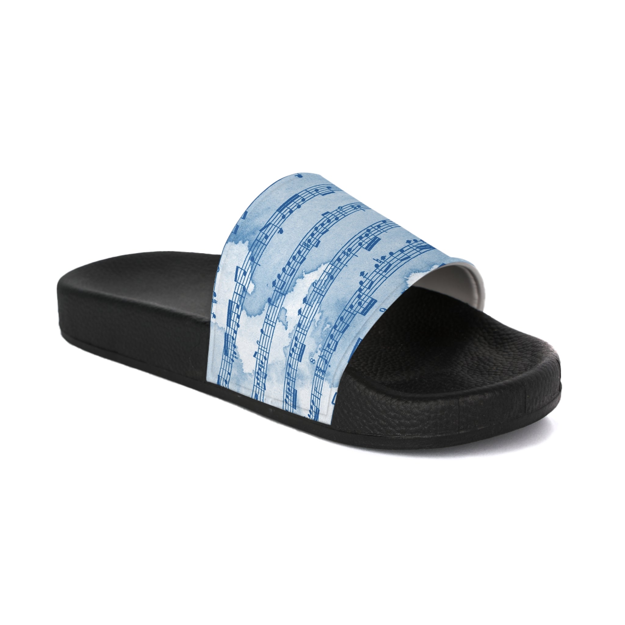 Drip Spill Type Beat Sheet Music Blue Women's Slide Sandals, Artsulli - Art is Long, Life is Short, Shoes, Color, Black sole, Size, US 5, , , 17481633709772203920