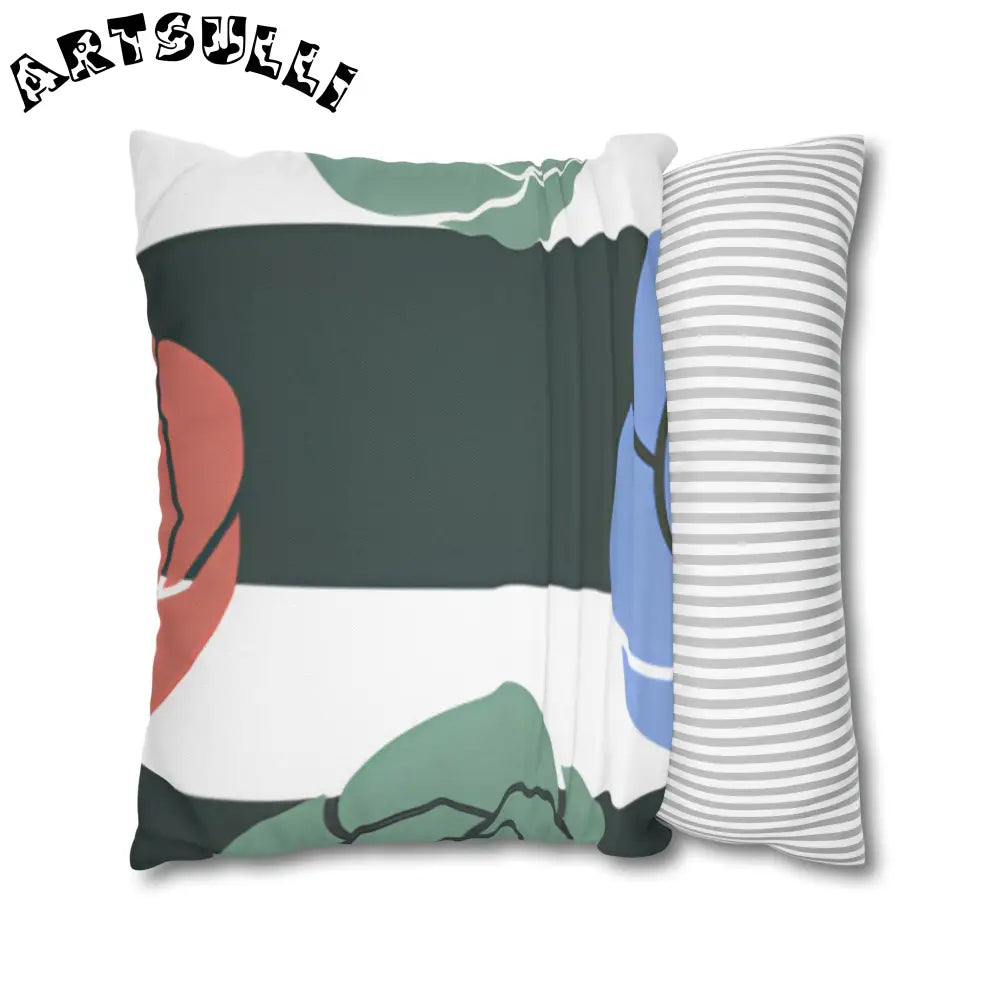 JAKKOUTTHEBXX Striped Rose Garden Spun Polyester Square Pillowcase