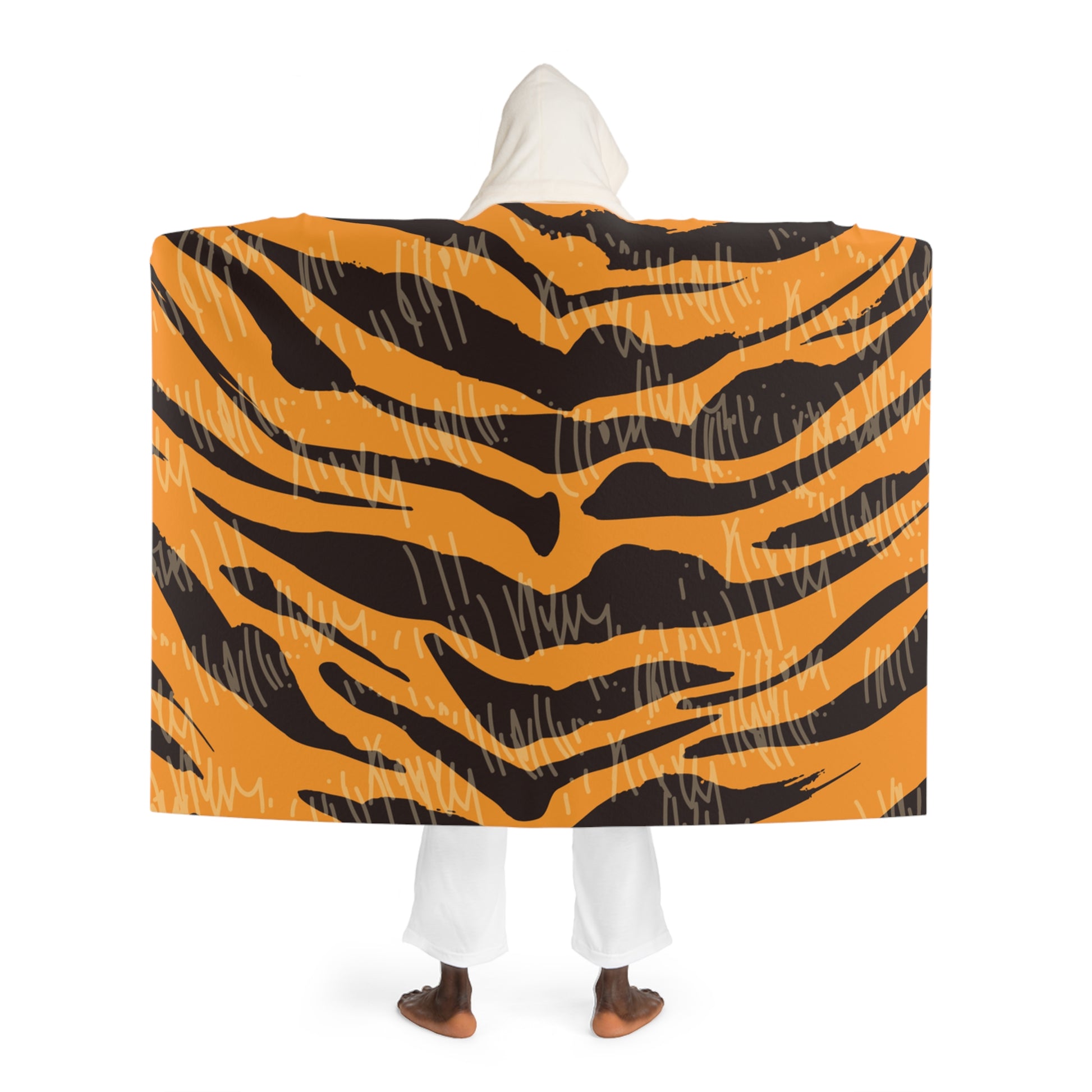 Tiger Scratches Orange & Black Hooded Sherpa Fleece Blanket, Artsulli - Art is Long, Life is Short, All Over Prints, , , , , , , 