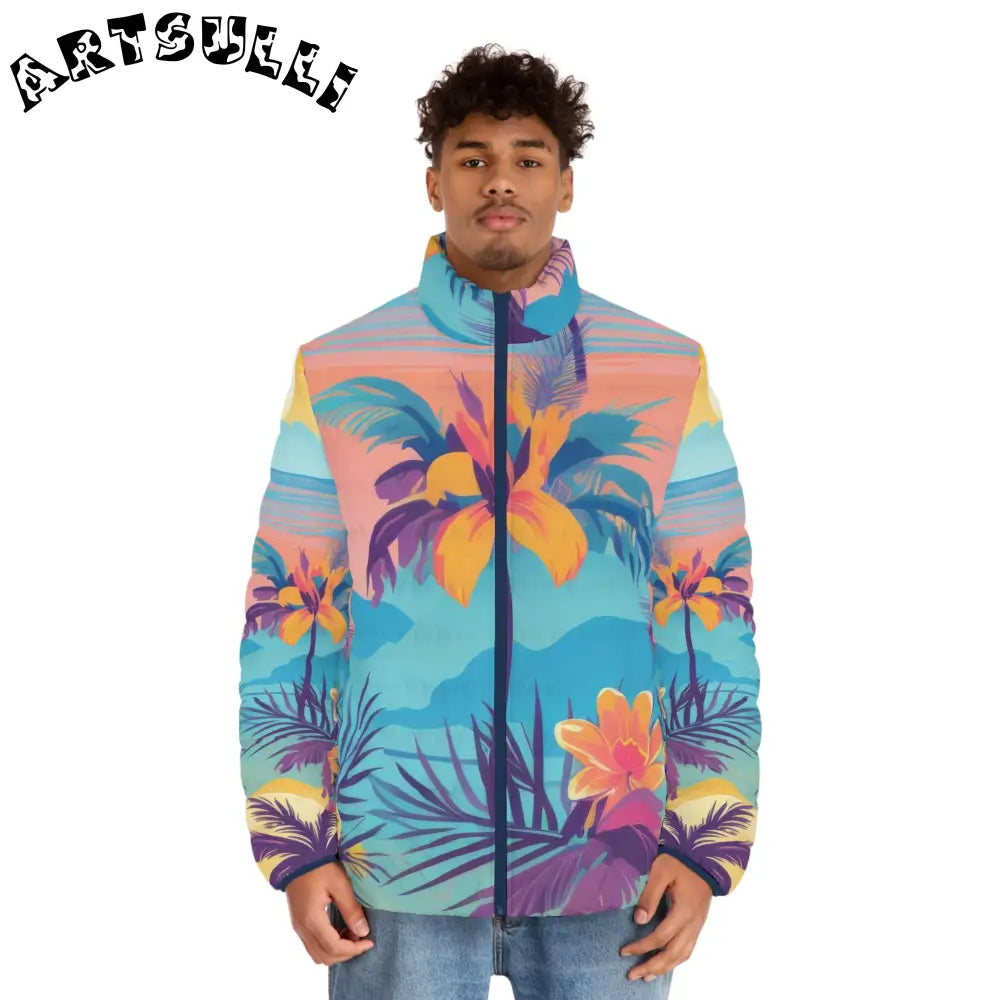 JAKKOUTTHEBXX Sunset Paradise Men’s Puffer Jacket (AOP)