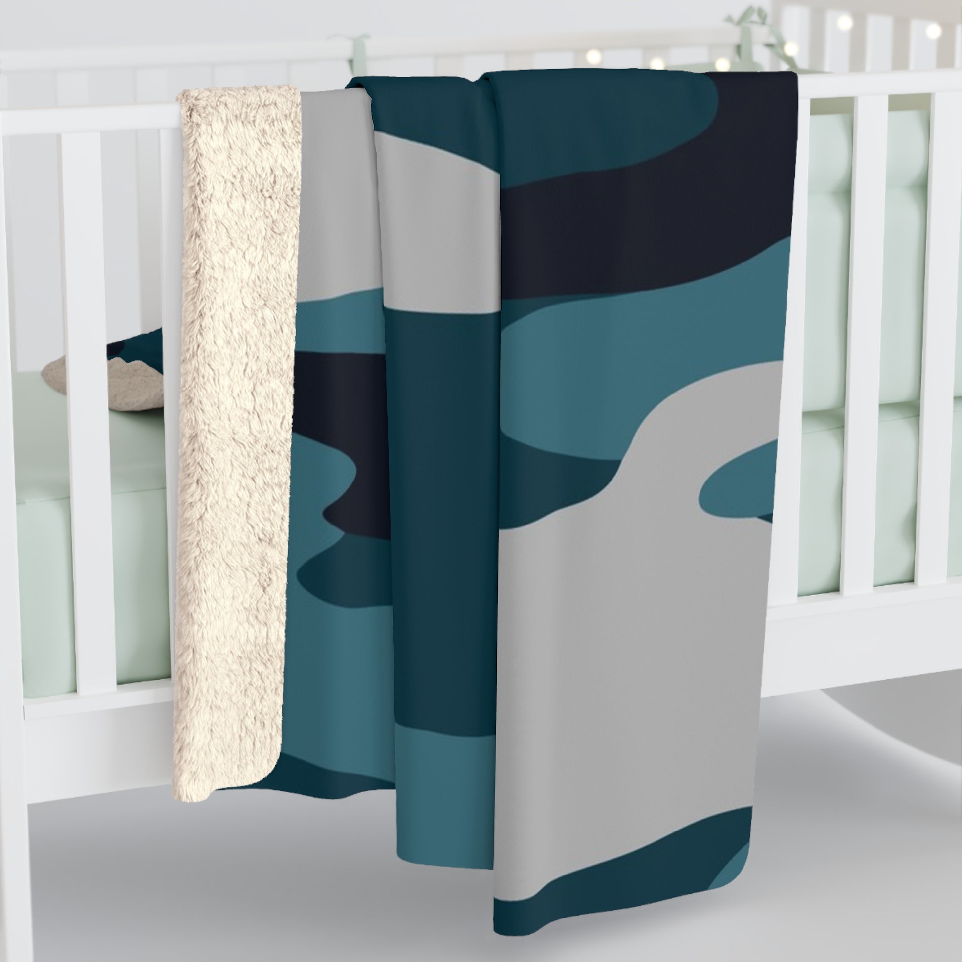 Blue Camouflage Sherpa Fleece Blanket, Artsulli - Art is Long, Life is Short, Home Decor, , , , , , , 