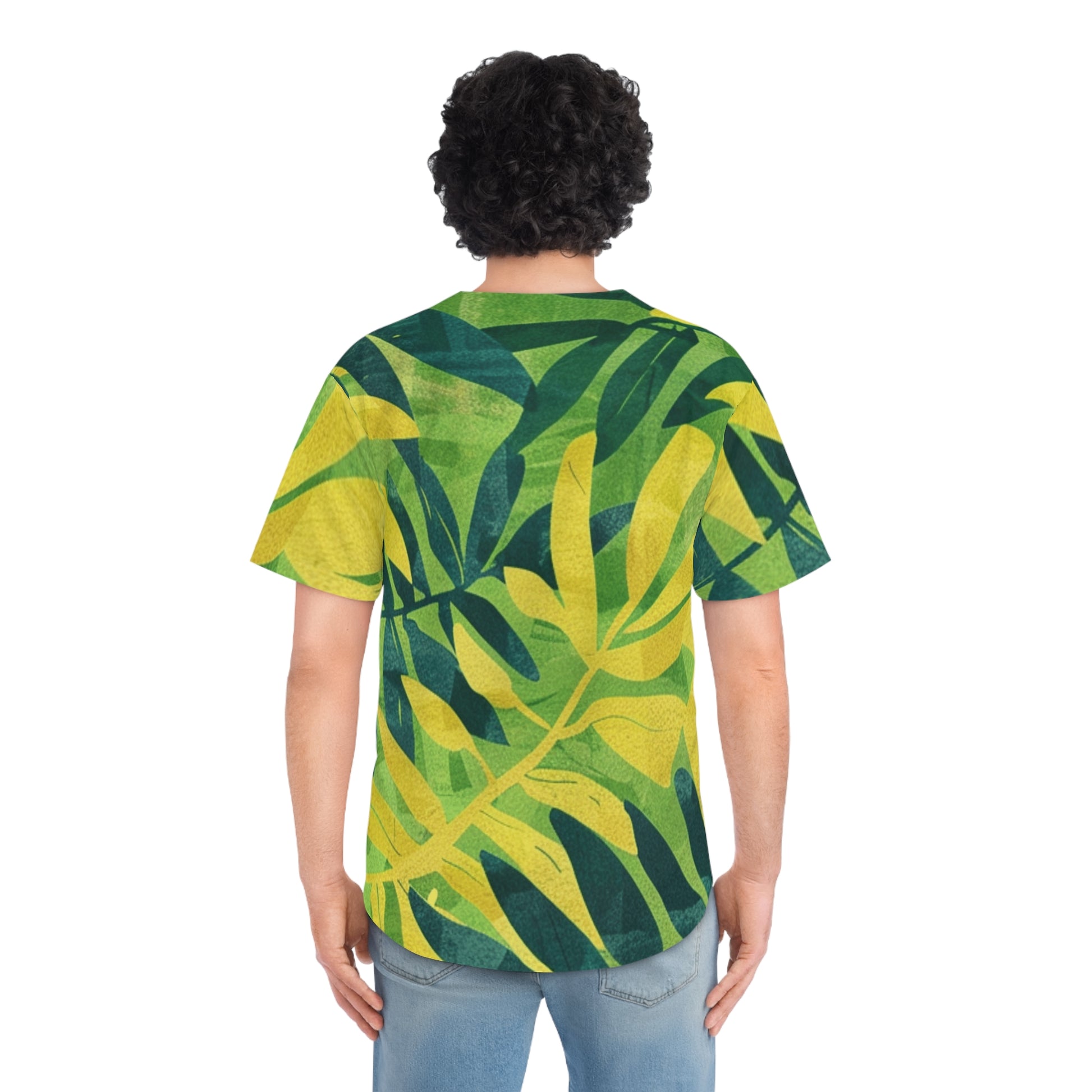 Green Leaf x Yellow Leaf x Tropical x Jungle Men's Baseball Jersey (AOP), Artsulli - Art is Long, Life is Short, All Over Prints, , , , , , , 